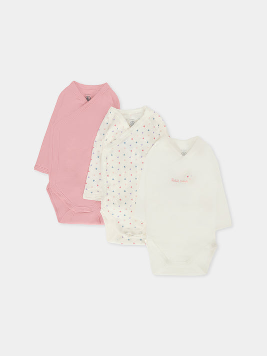Set di body multicolor per neonata con cuori,Petit Bateau,A0DZM 98