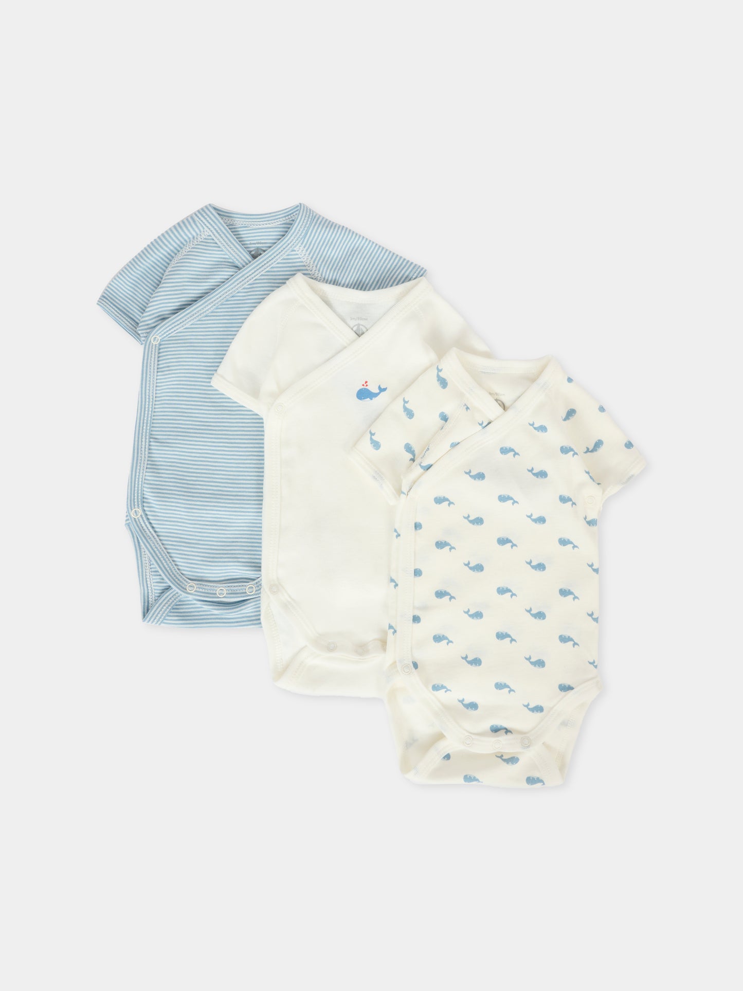 Set di body multicolor per neonato con balene,Petit Bateau,A0DZR 00