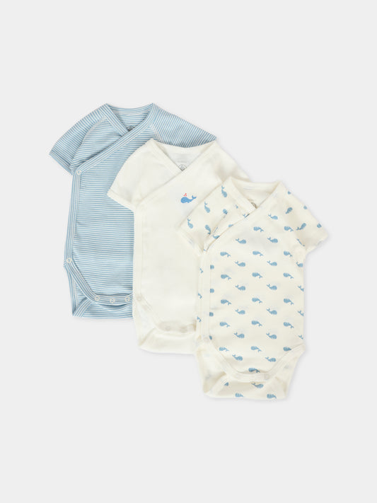 Set di body multicolor per neonato con balene,Petit Bateau,A0DZR 00