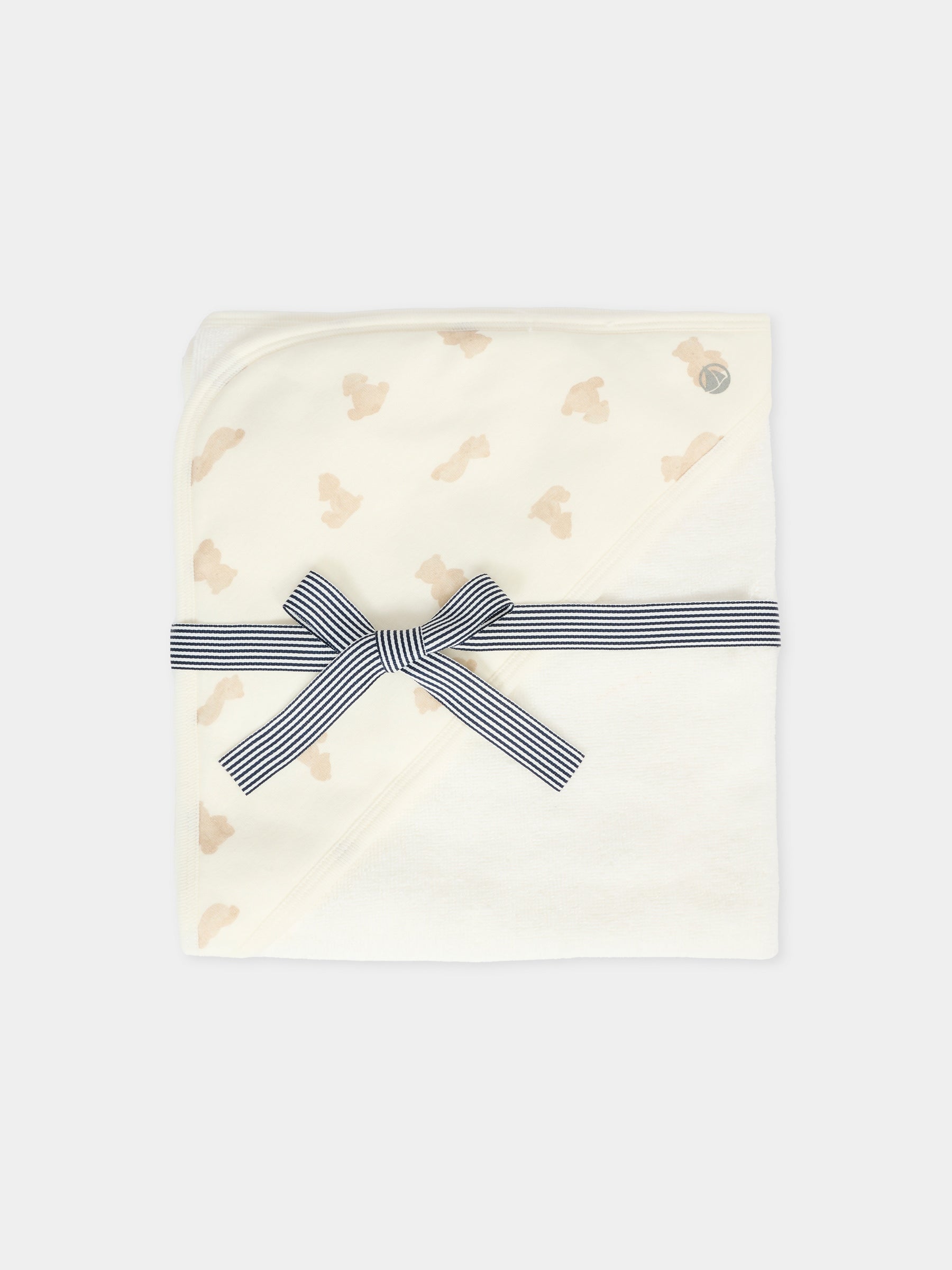 Asciugamano avorio per neonati con orsi,Petit Bateau,A0DUW 01