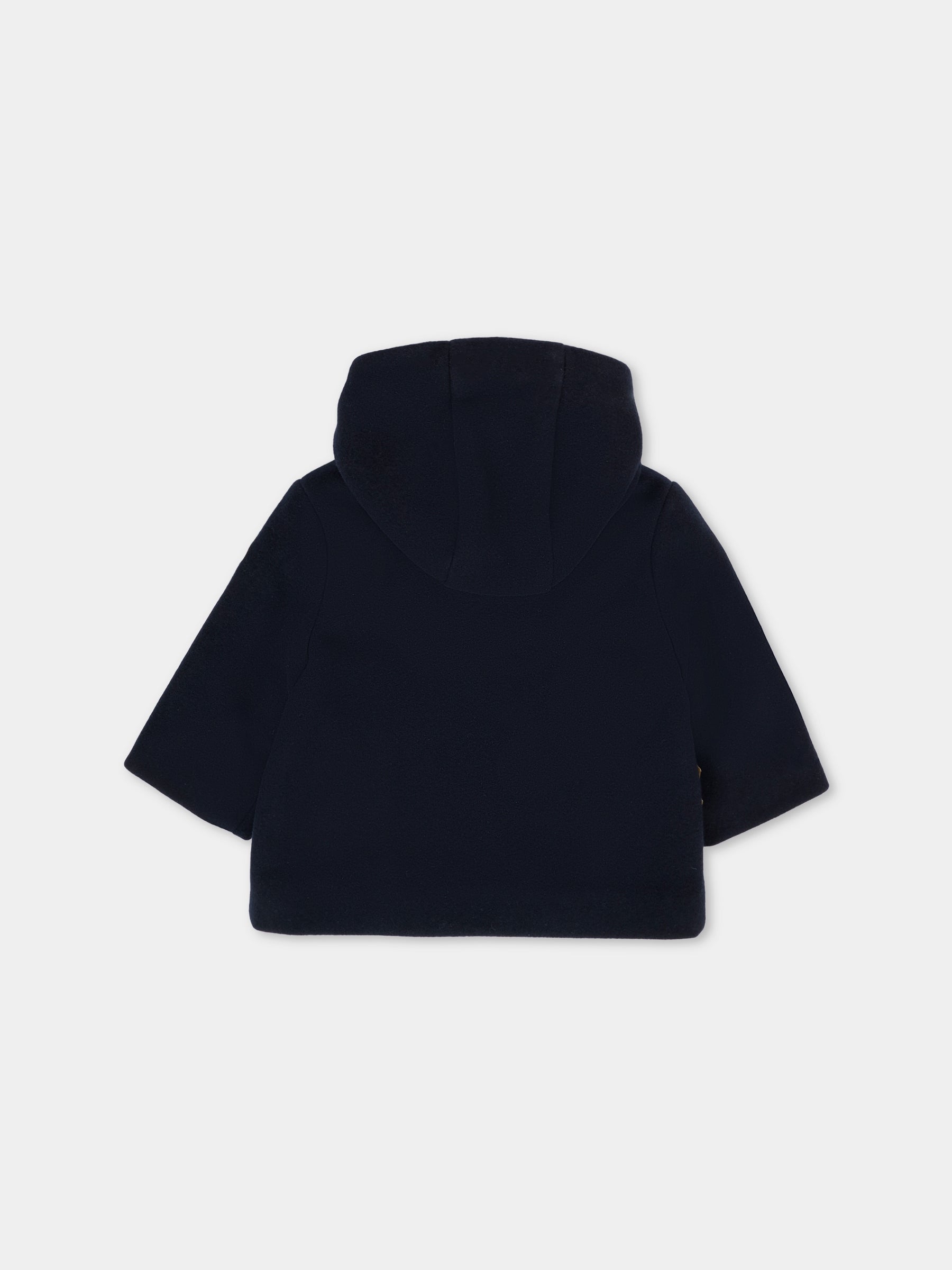 Cappotto blu per neonato con patch logato,Petit Bateau,A0DUH 03