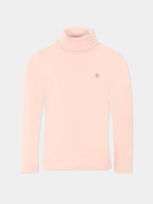 Dolcevita rosa per bambina con logo,Petit Bateau,A0EF5 65