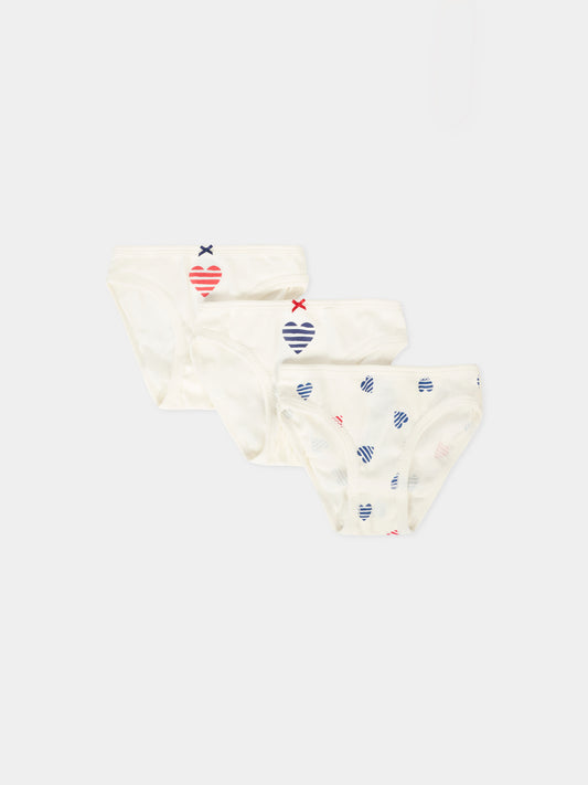 Set slip bianco per bambina con cuori,Petit Bateau,A0D2G 00