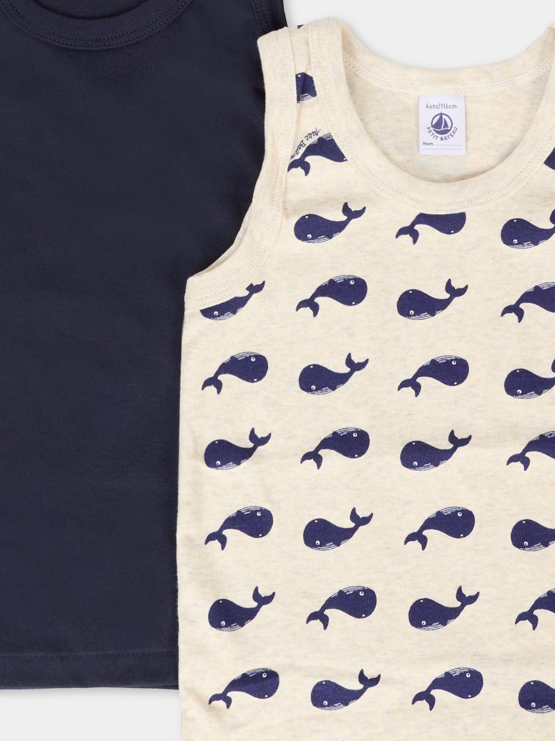 Set canottiere multicolor per bambino con balene,Petit Bateau,A0DAG 00