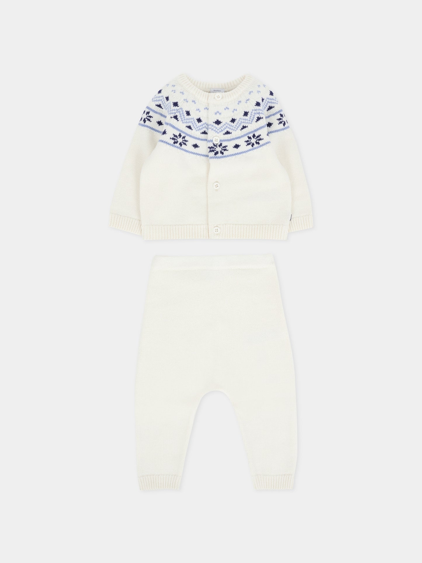 Completo nascita avorio per neonati con motivo nordico blu,Petit Bateau,A0ECE 01