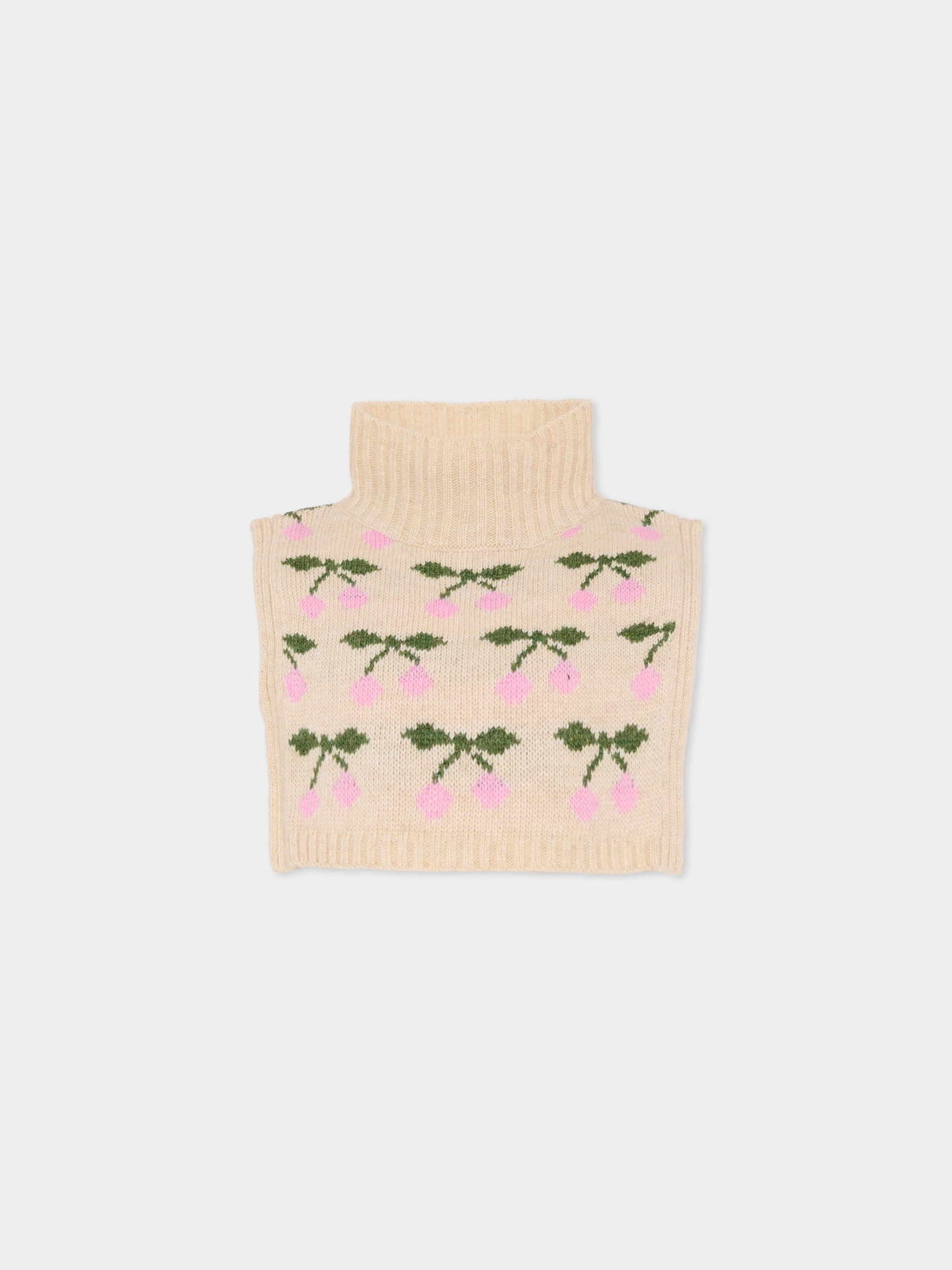 Sciarpa beige per bambina con ciliegie,Konges Sløjd,KS103714 CHERRY