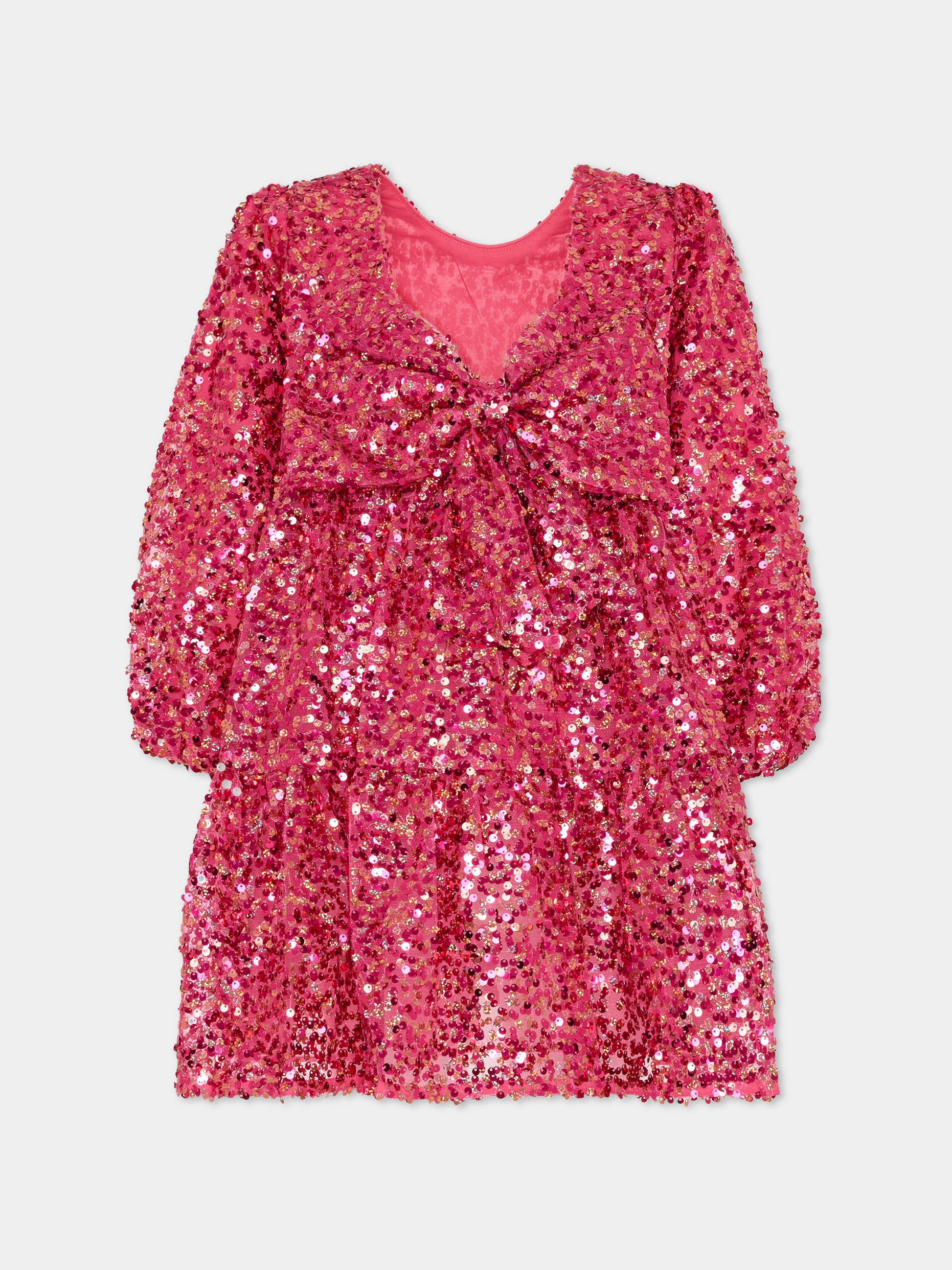 Vestito fucsia per bambina con fiocco,Konges Sløjd,KS103858 SPARKLING SANGRIA