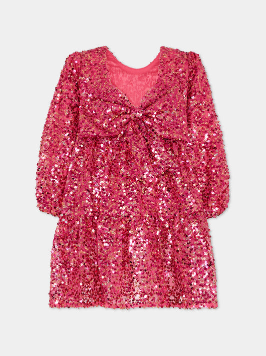 Vestito fucsia per bambina con fiocco,Konges Sløjd,KS103858 SPARKLING SANGRIA