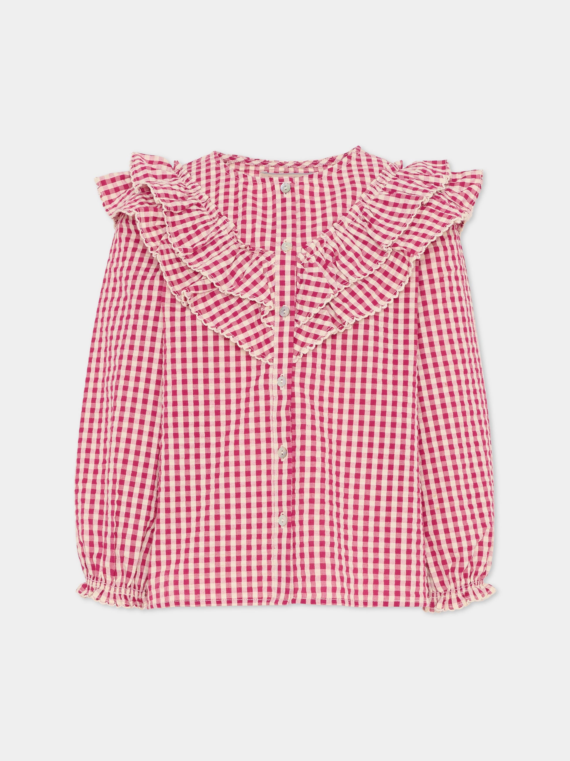 Camici fucsia per bambina,Konges Sløjd,KS103841 SANGRIA/BUTTER CHECK