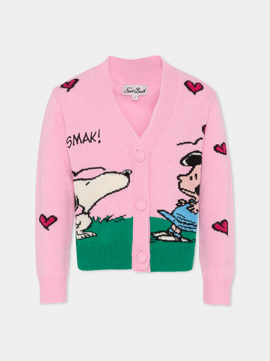 Cardigan rosa per bambina con Snoopy e Mafalda,Mc2 Saint Barth,DIY0001 - 00452I