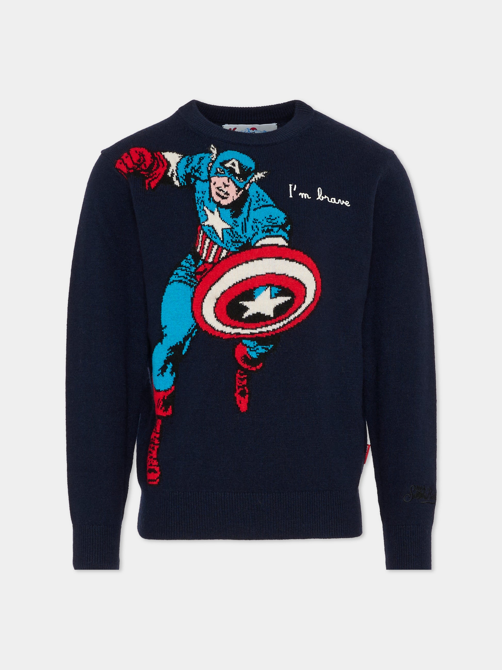 Maglione blu per bambino con Captain America,Mc2 Saint Barth,DOU0001 - 02453I