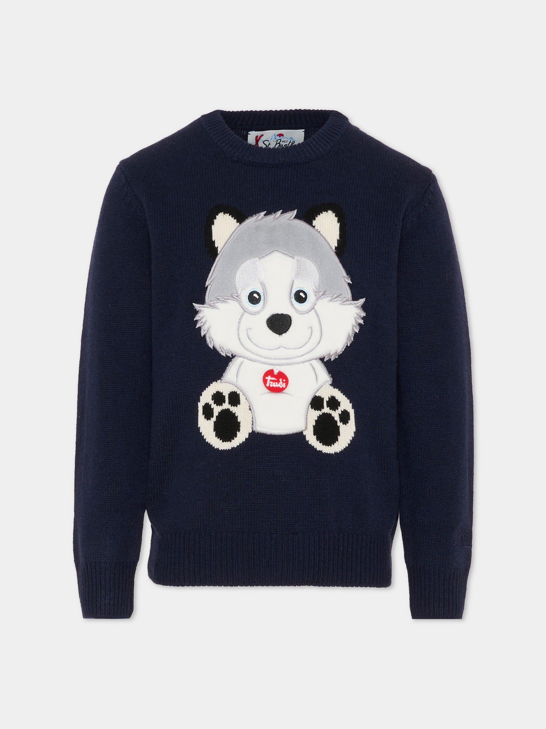 Maglione blu per bambino con lupo,Mc2 Saint Barth,DOU0001 - 01881I