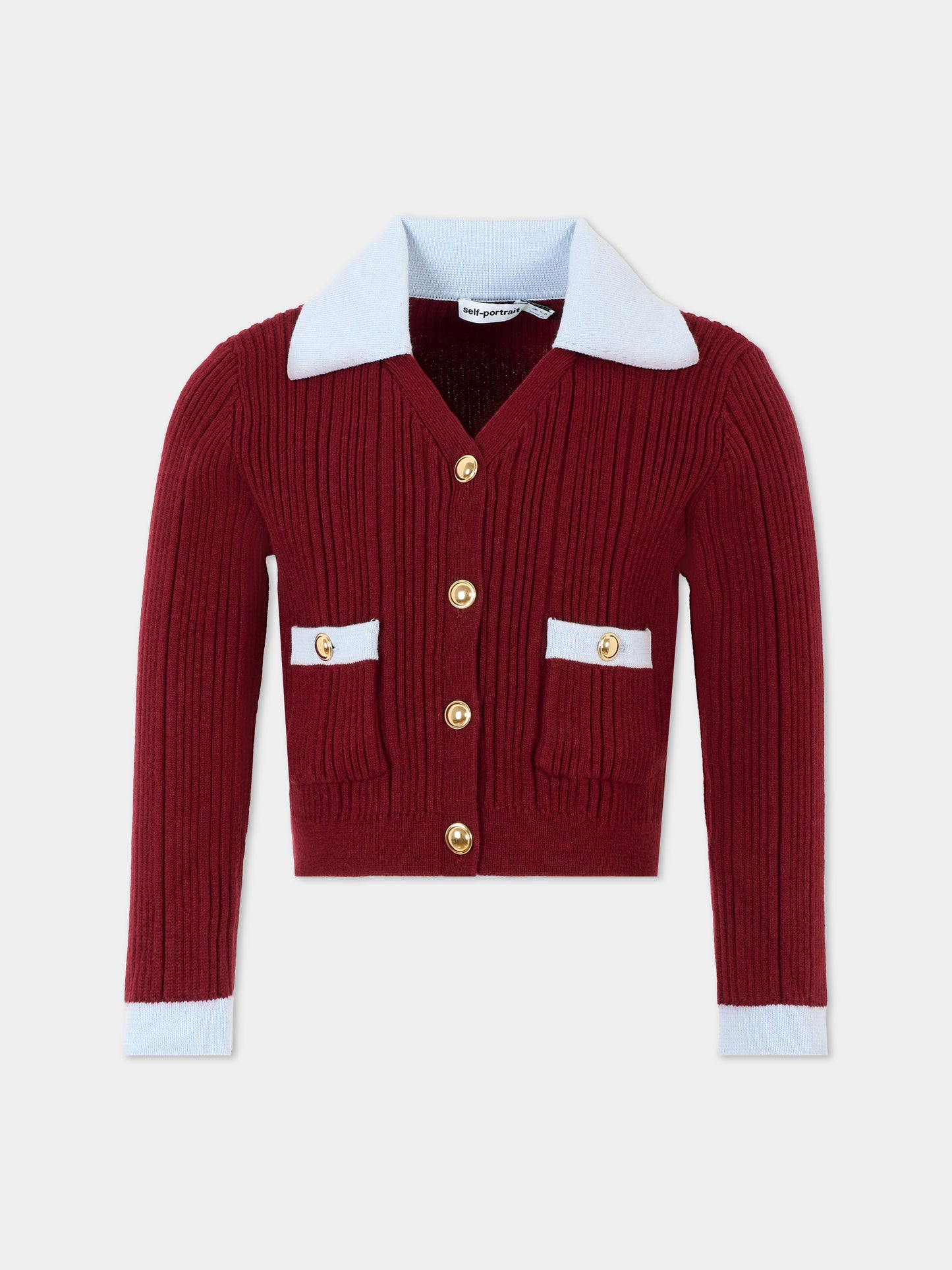 Cardigan bordeaux per bambina,Self-portrait,AW25-700T-BU