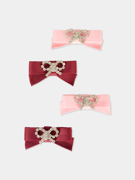 Set fermagli rosa per bambina con fiocco,Self-portrait,AW25-738-P
