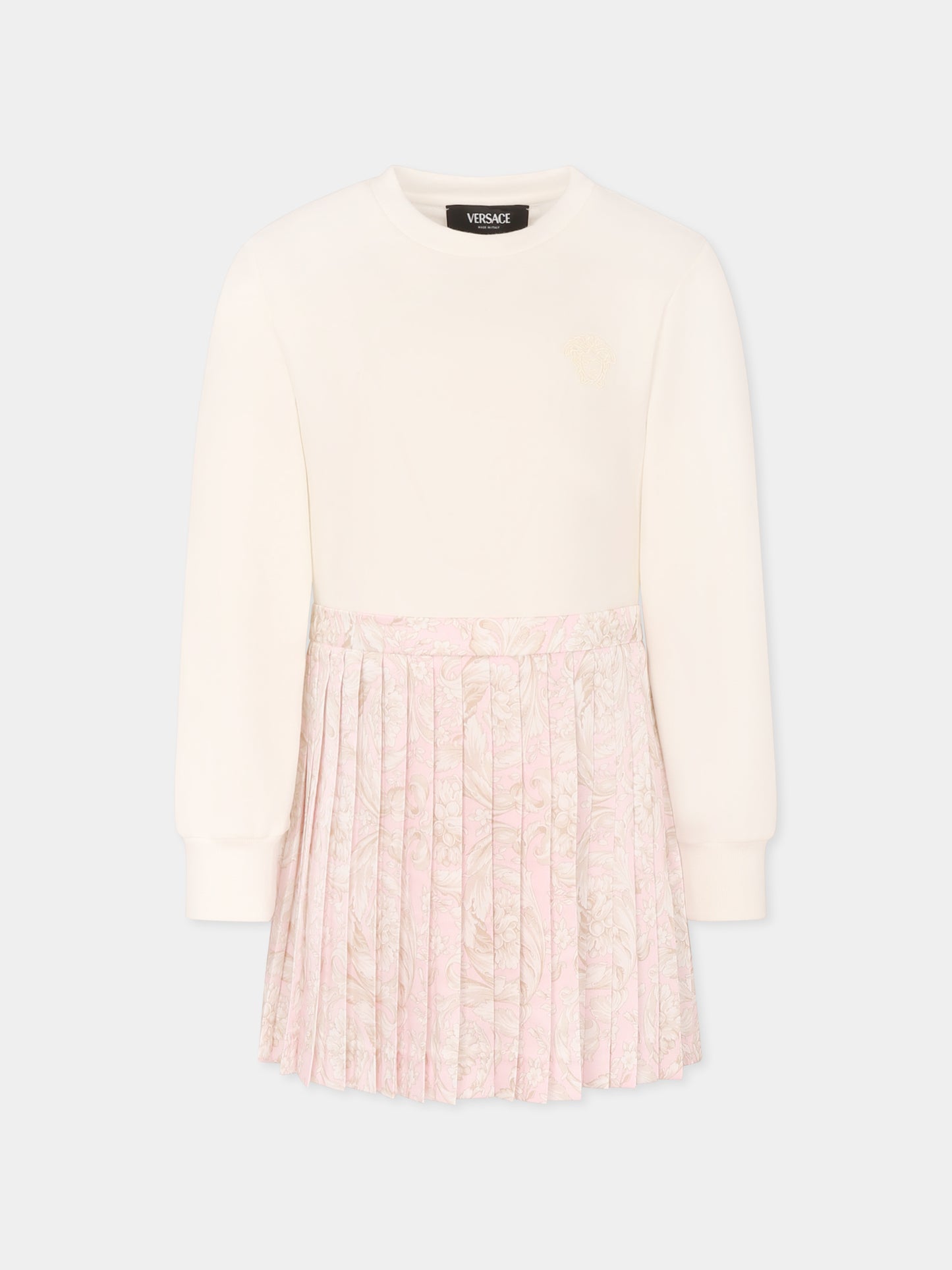 Vestito bianco per bambina con Medusa,Versace,1018610 1A13258 6WF50