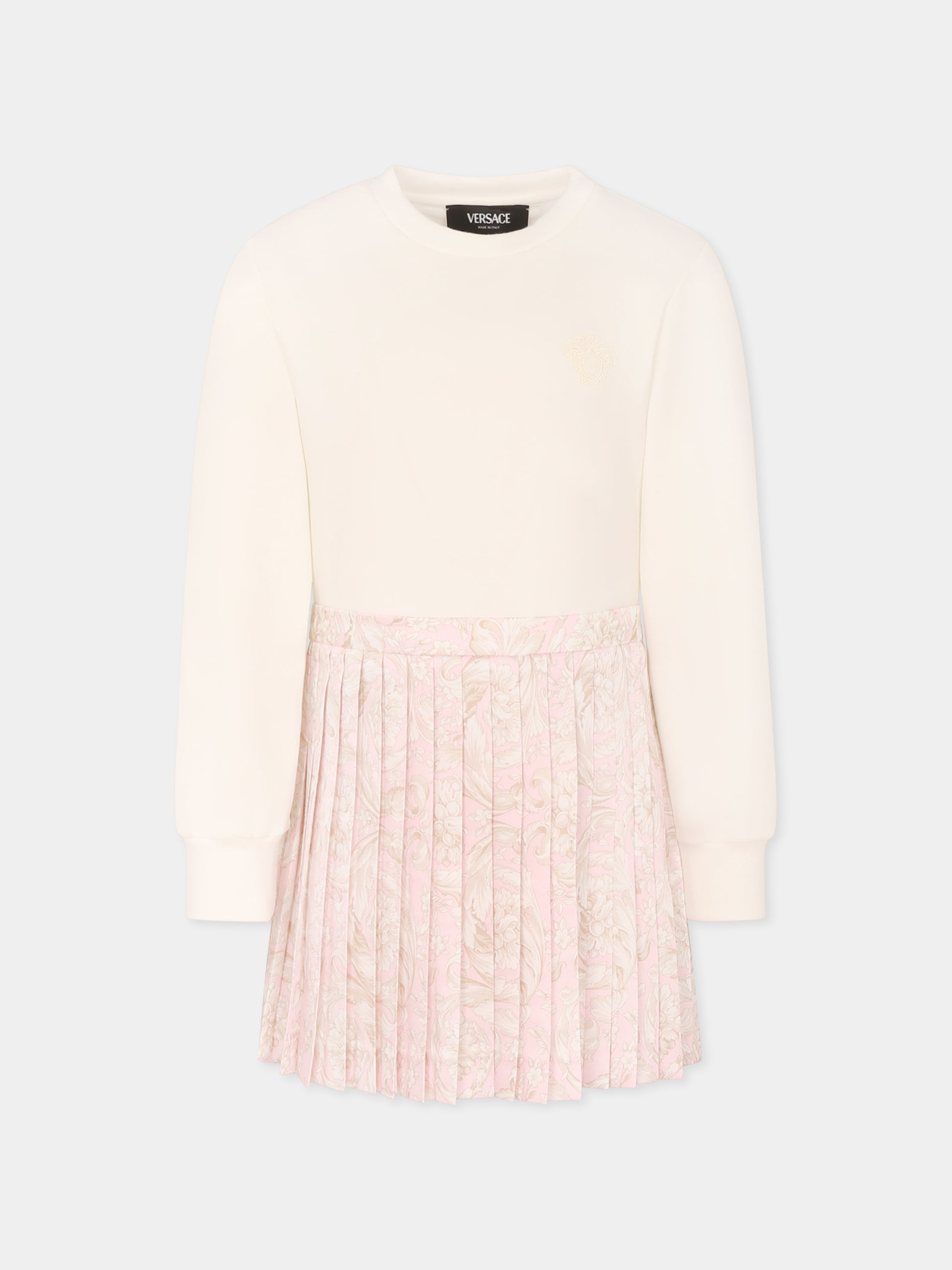 Vestito bianco per bambina con Medusa,Versace,1018610 1A13258 6WF50