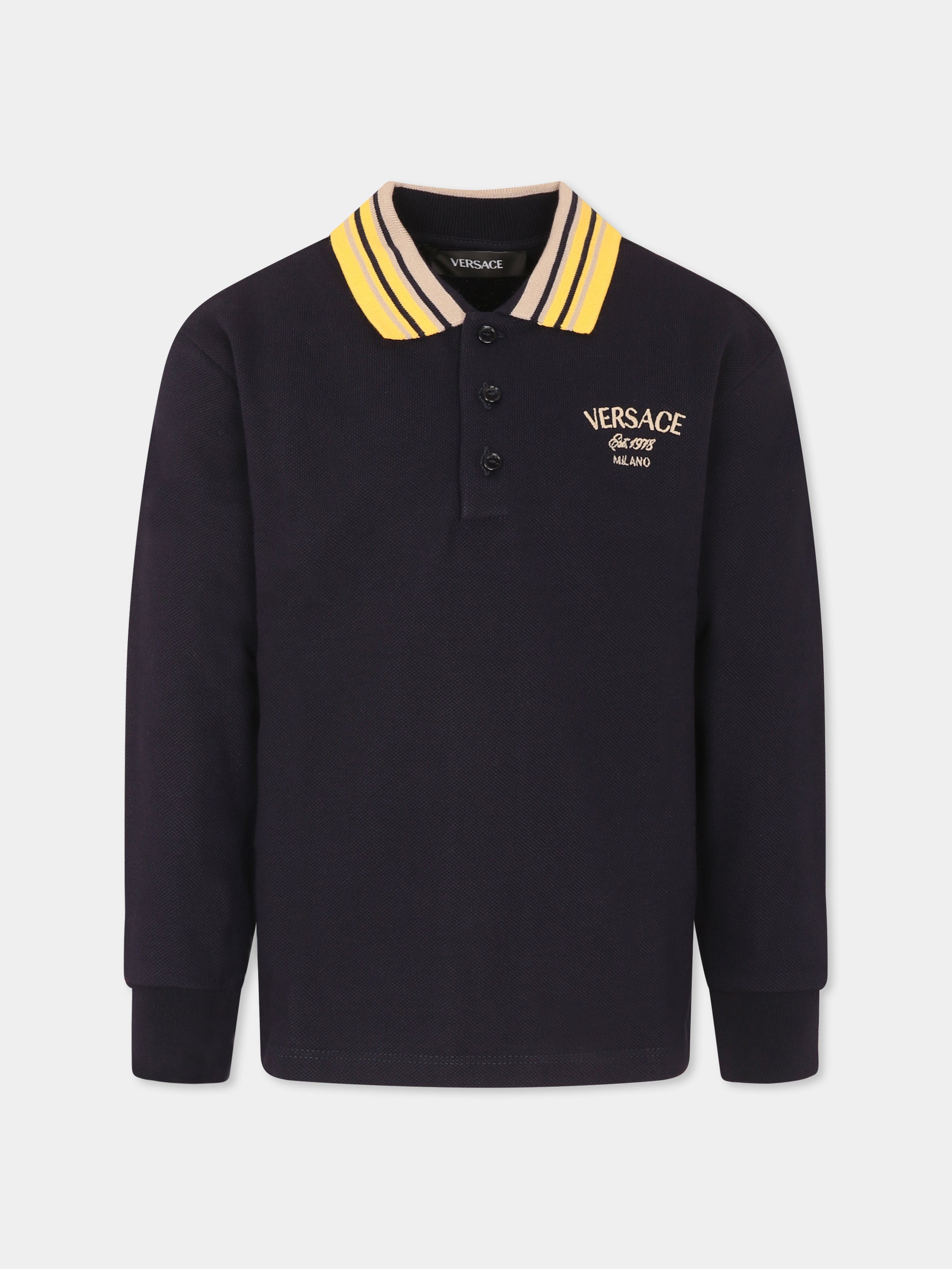 Polo blu per bambino con logo,Versace,1018281 1A13072 2UV70