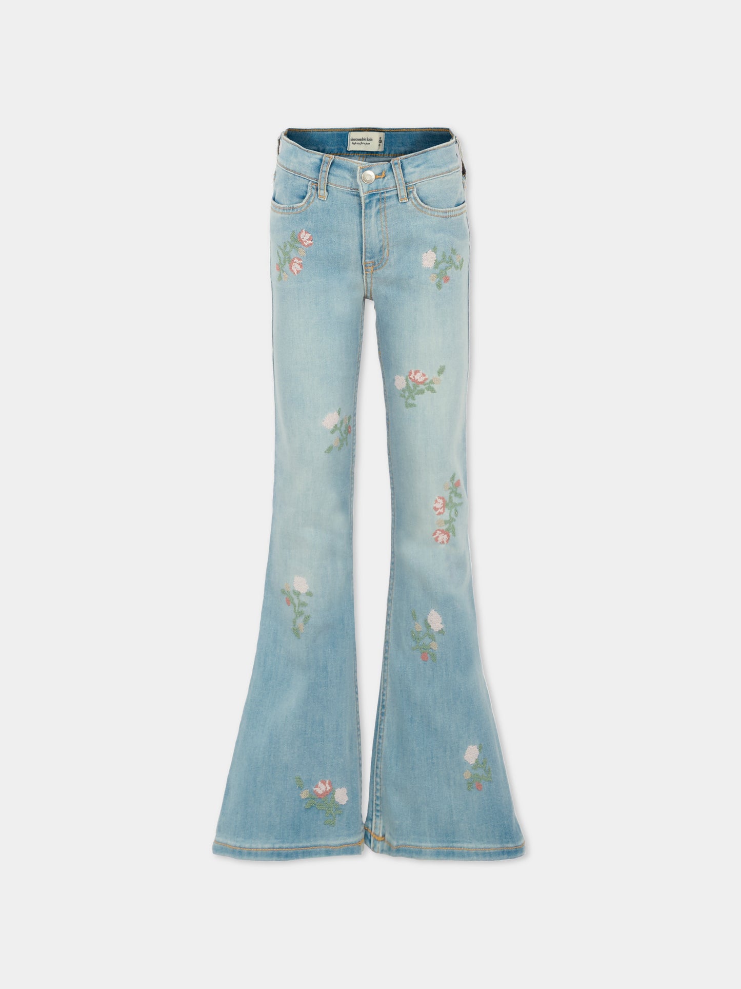 Jeans denim per bambina con fiori,Abercrombie & Fitch,AF43AG09 43AG09 LCT