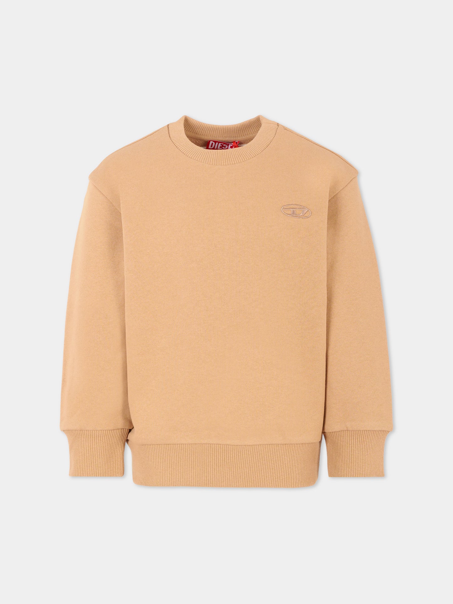 Felpa beige per bambino con logo ricamato,Diesel,J02274-0GYCJ-K726