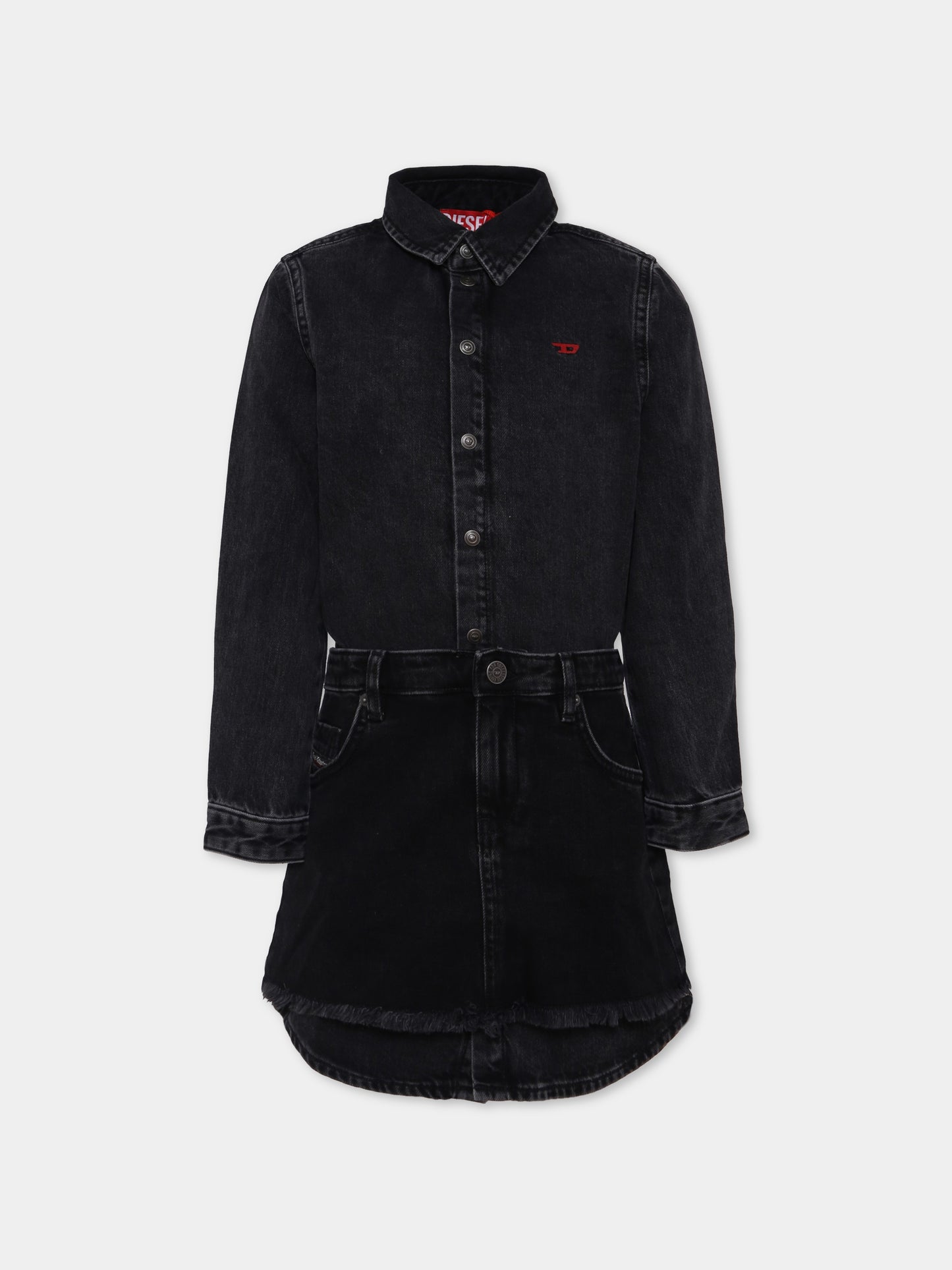Vestito nero per bambina con logo,Diesel,J02350-KXBPT-K02