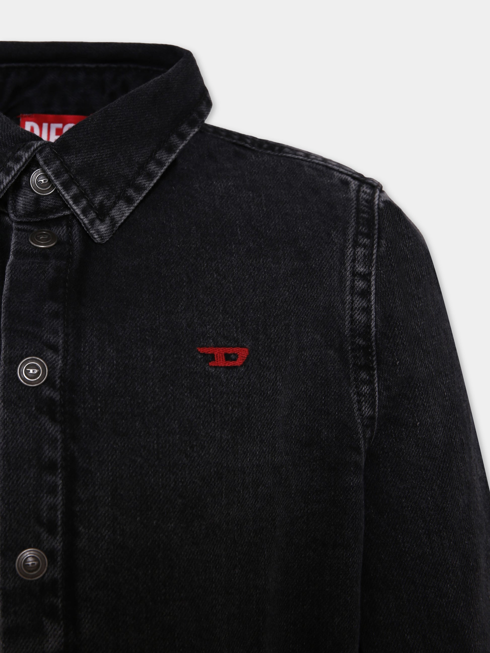 Vestito nero per bambina con logo,Diesel,J02350-KXBPT-K02