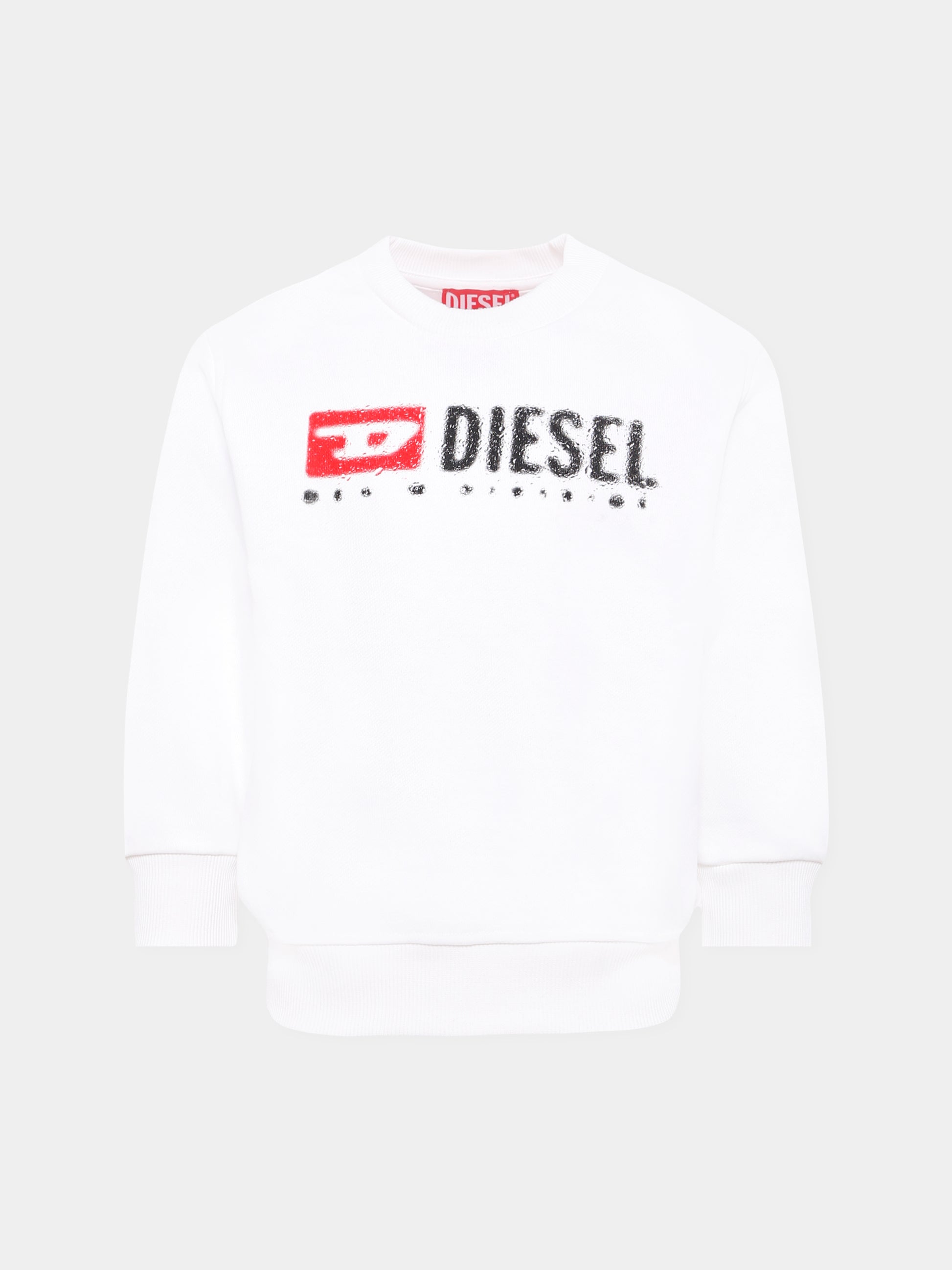 Felpa bianca per bambino con logo,Diesel,J02483-KYAZ3-K100