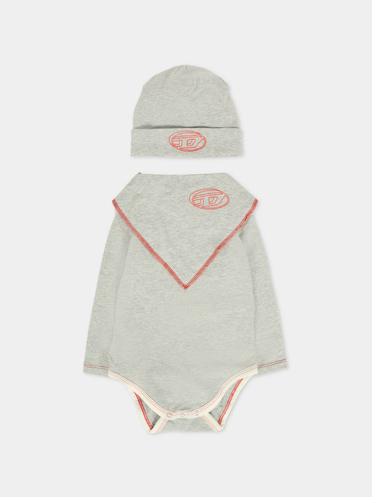 Set body grigio per neonato con logo,Diesel,N00085-KYAVU-K963