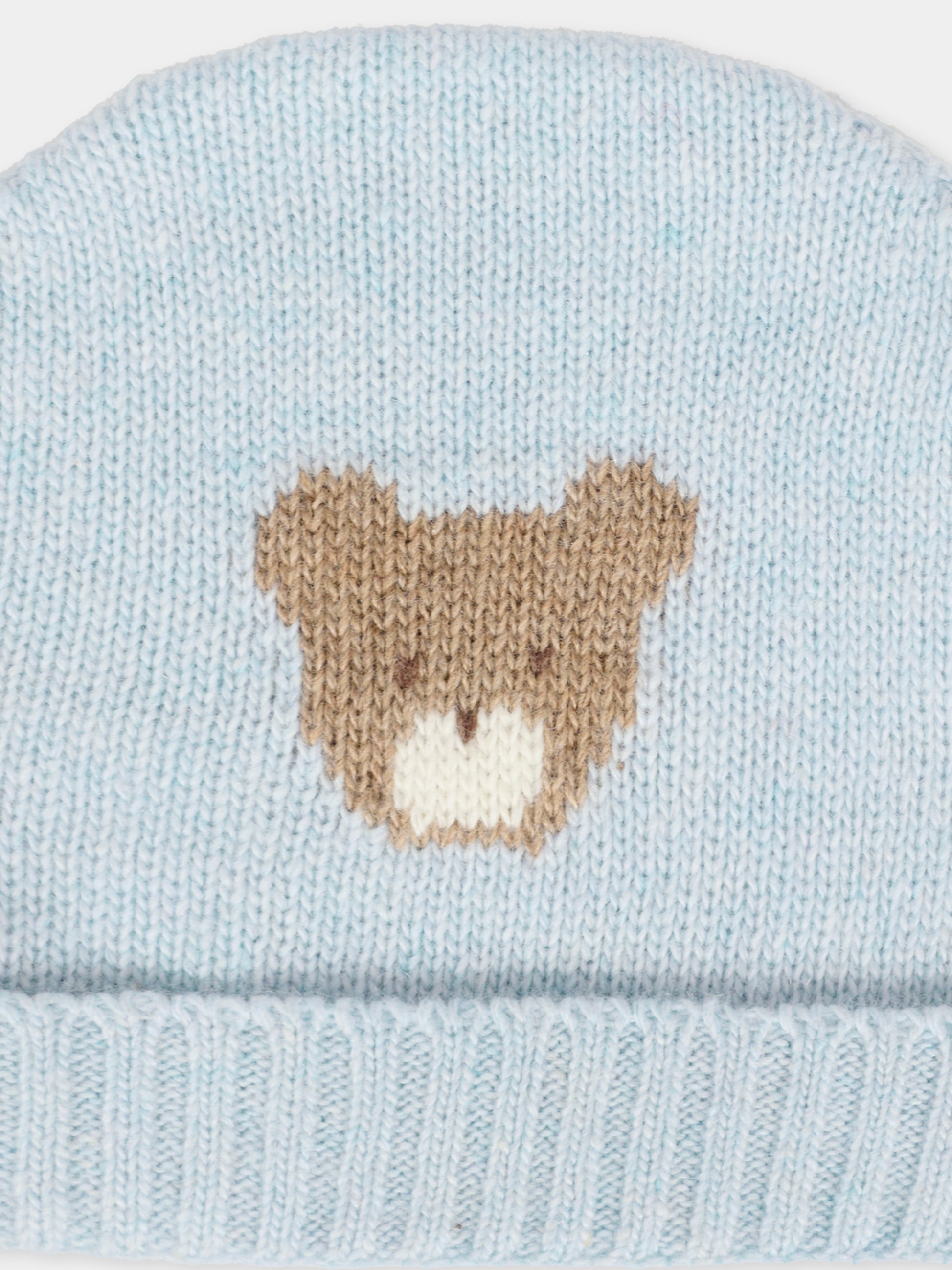 Berretto celeste per neonato con orsetto,J.o. Milano,569A1 CIELO