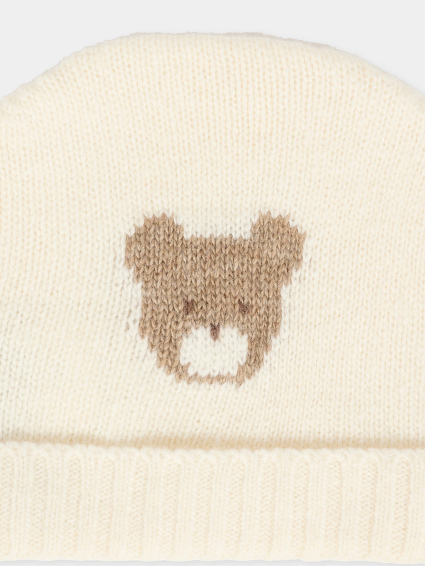 Berretto avorio per neonati con orsetto,J.o. Milano,569A1 PANNA