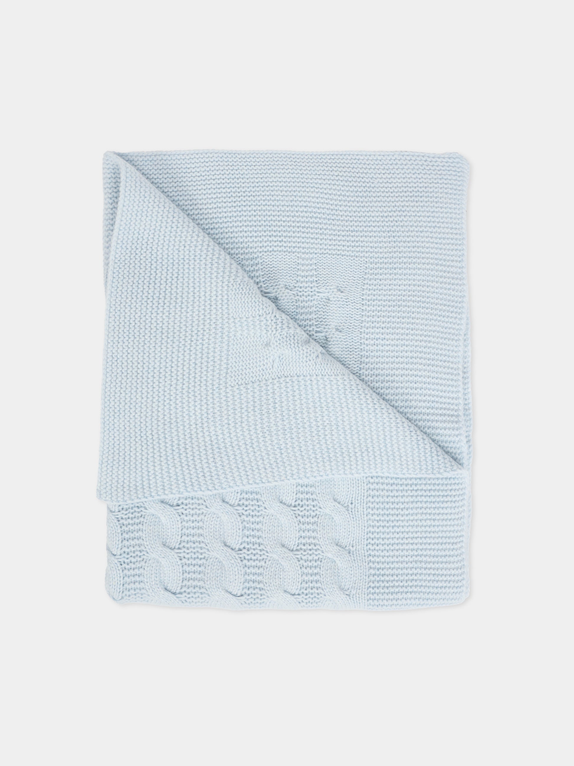 Coperta celeste per neonato con trecce,J.o. Milano,568A2 CIELO