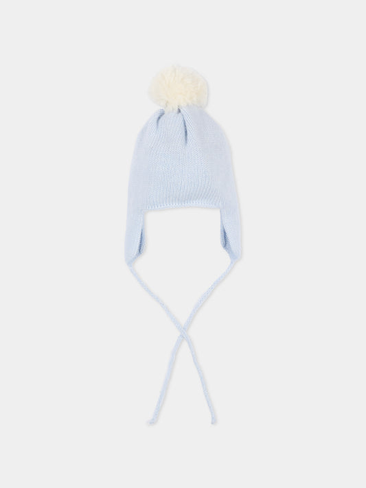 Cappello celeste per neonato con pompon,J.o. Milano,569Z0 CIELO