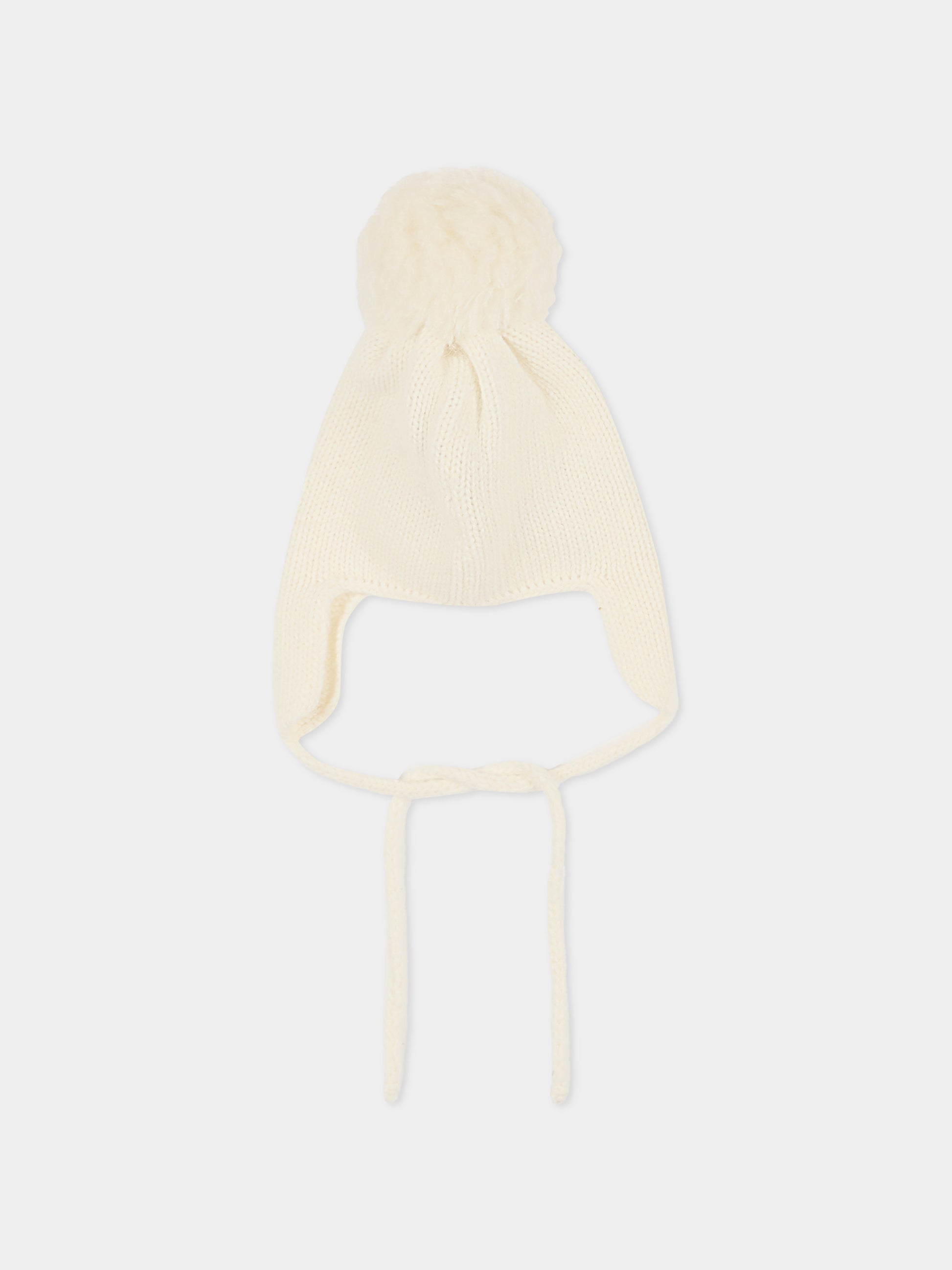 Cappello avorio per neonati con pompon,J.o. Milano,569Z0 PANNA