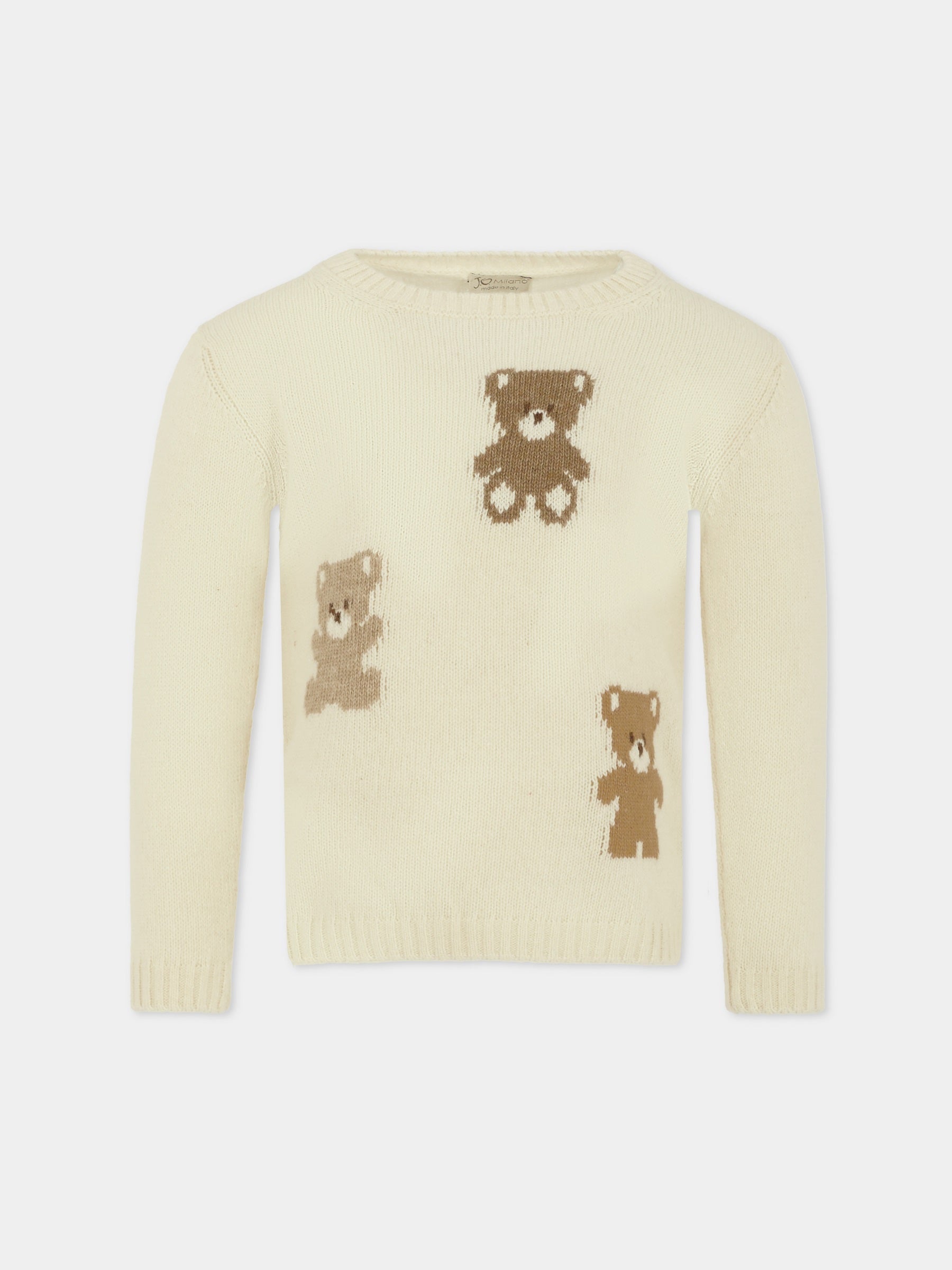 Maglione avorio per bambini con orsetti,J.o. Milano,563A1 PANNA
