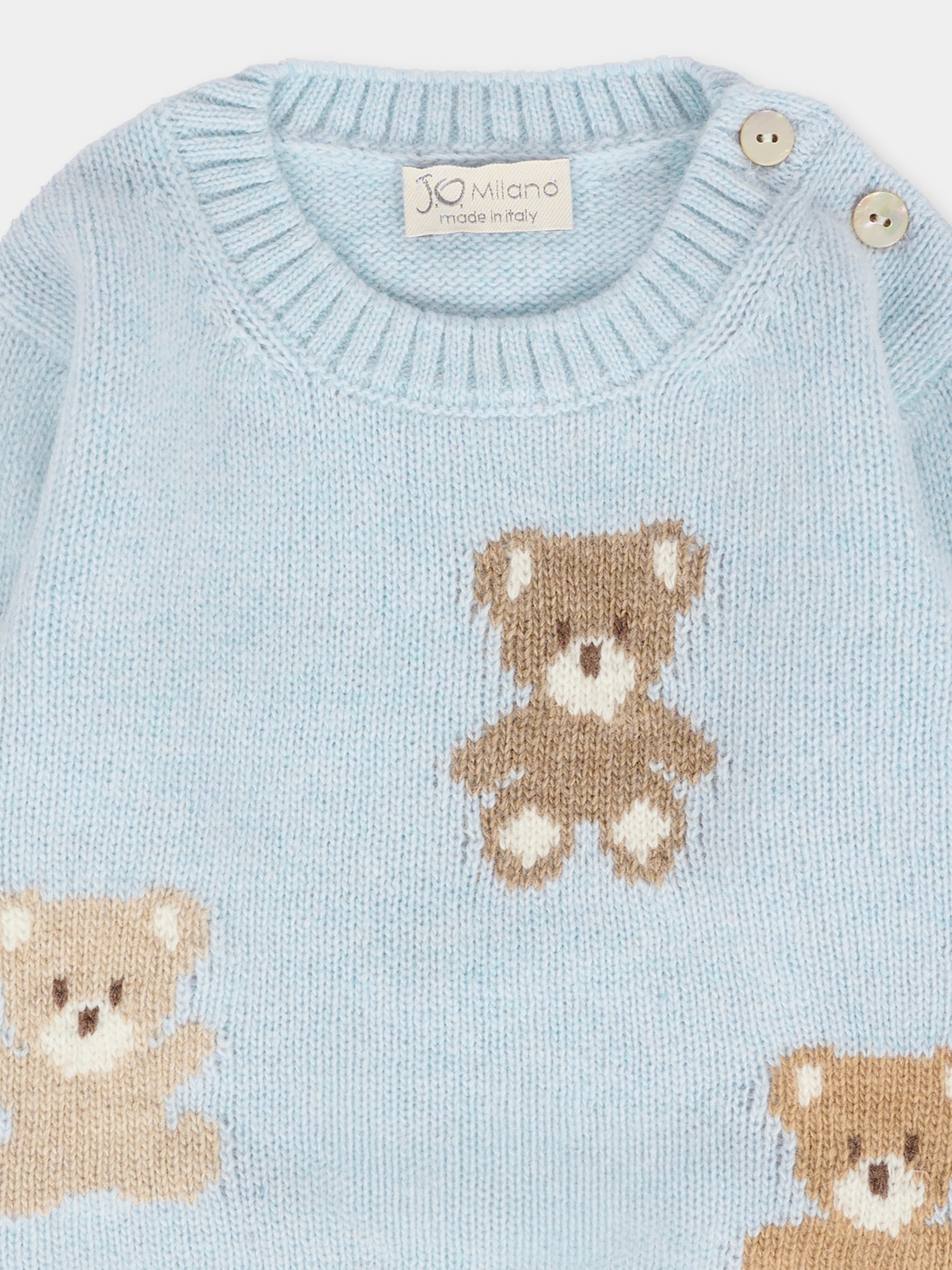 Maglione celeste per neonato con orsetti,J.o. Milano,563A1 CIELO
