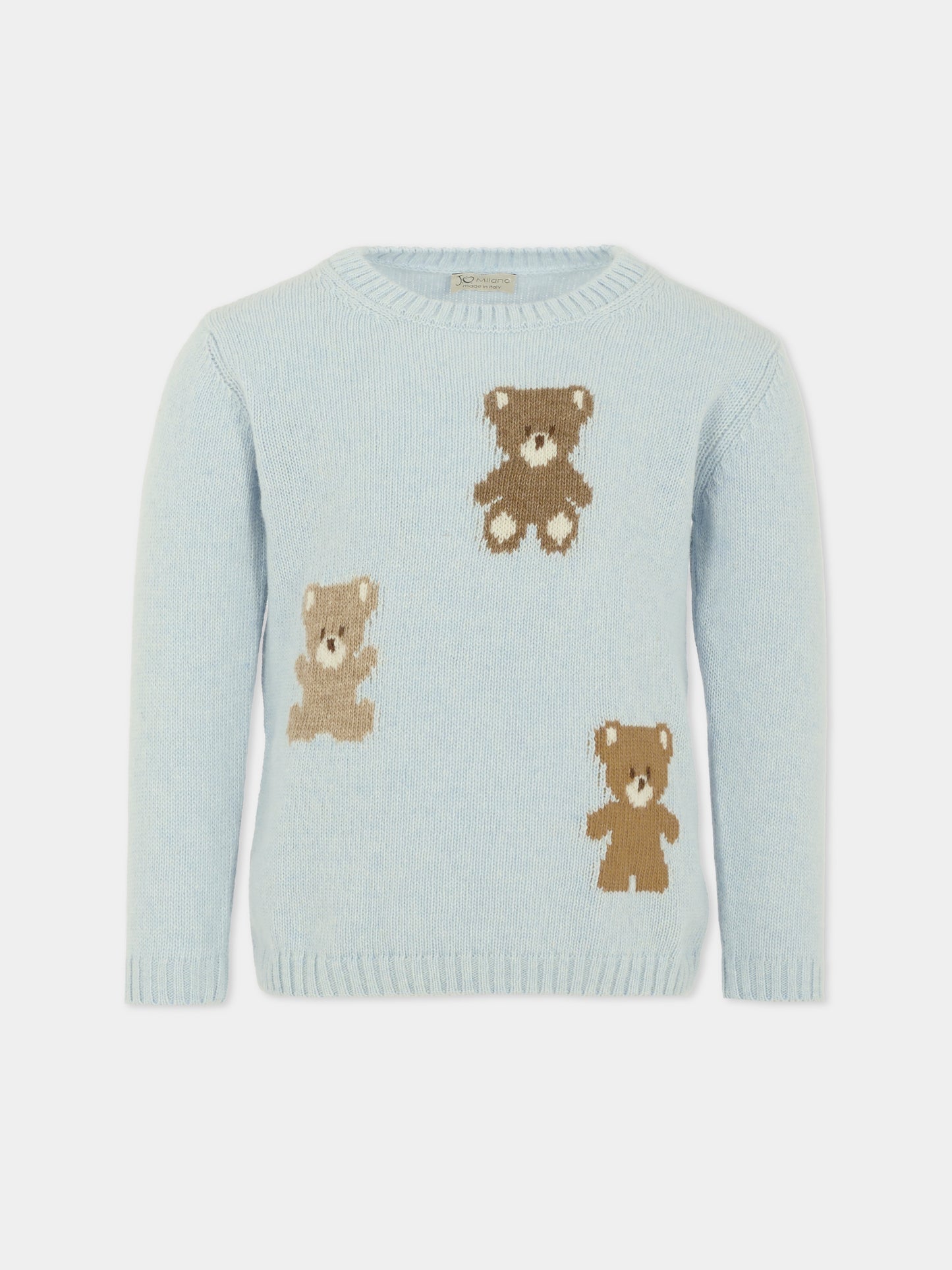 Maglione celeste per bambino con orsetti,J.o. Milano,563A1 CIELO