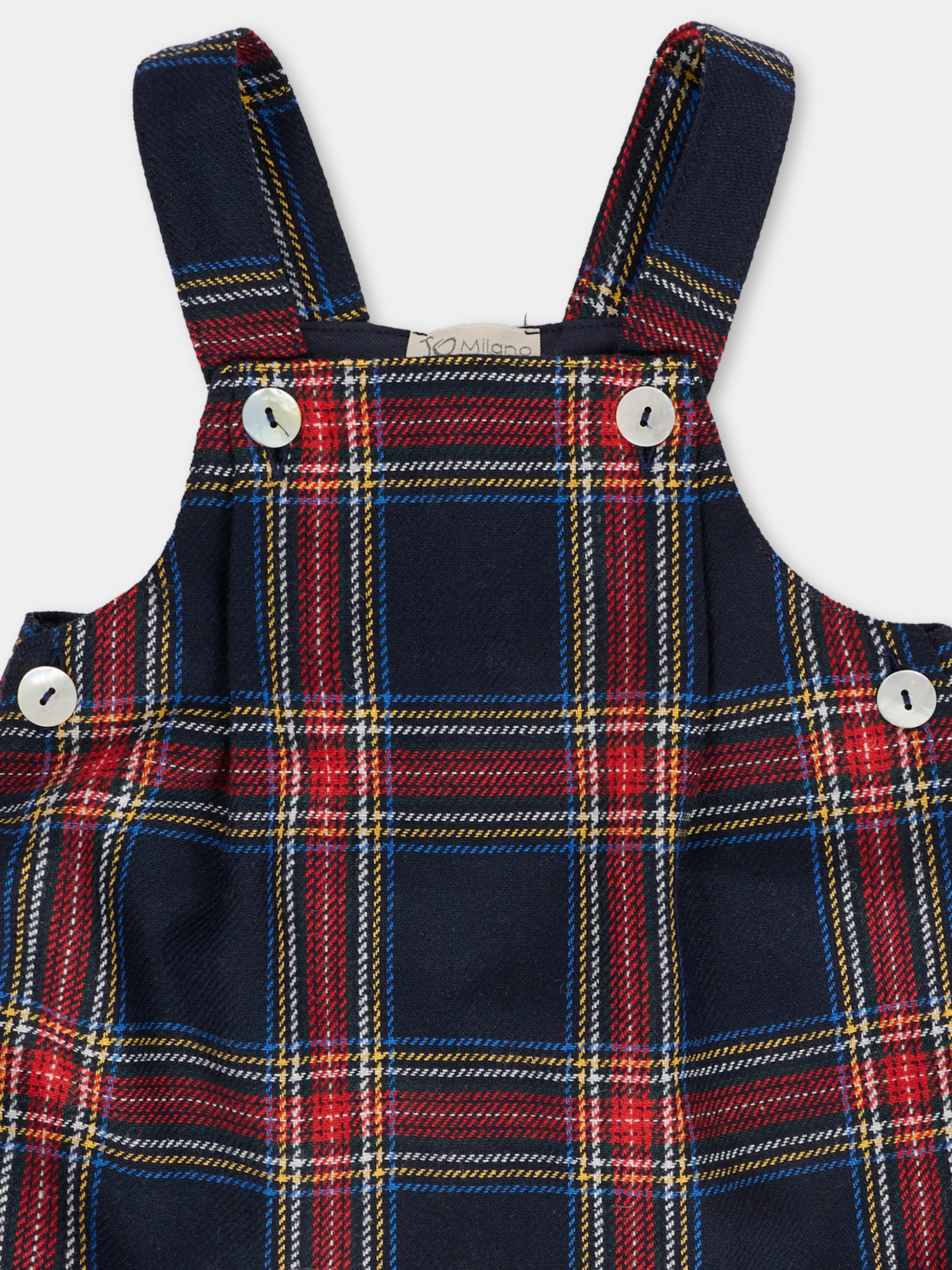 Salopette blu in tartan per neonato,J.o. Milano,565C1 SCOZZESE BLU
