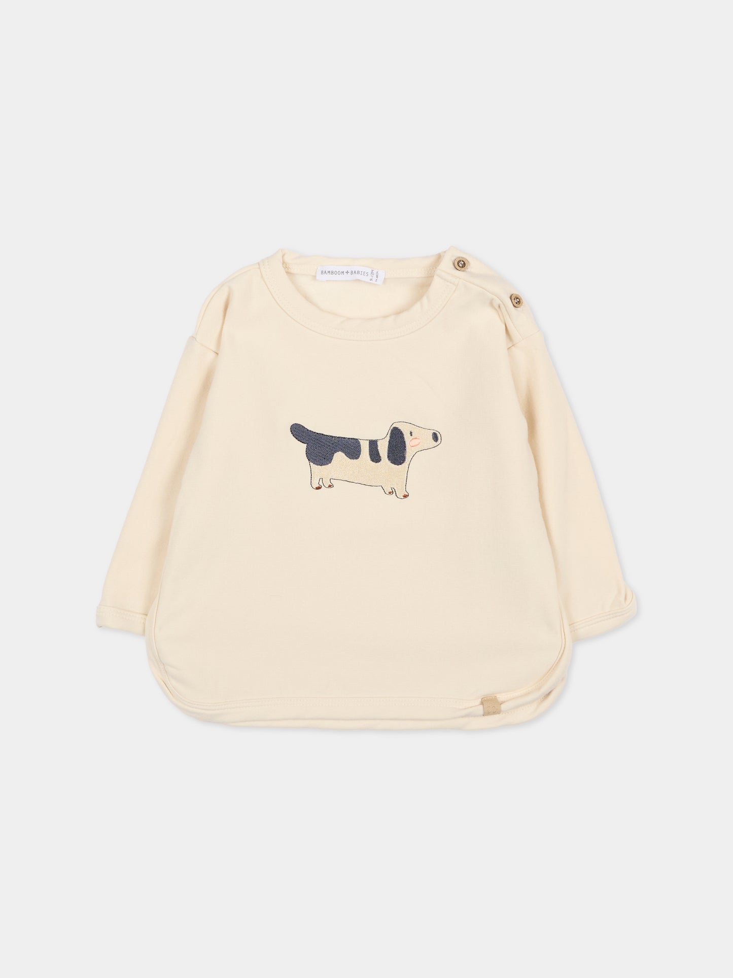 Felpa avorio per neonati con cane,Bamboom,1075 WARM WHITE