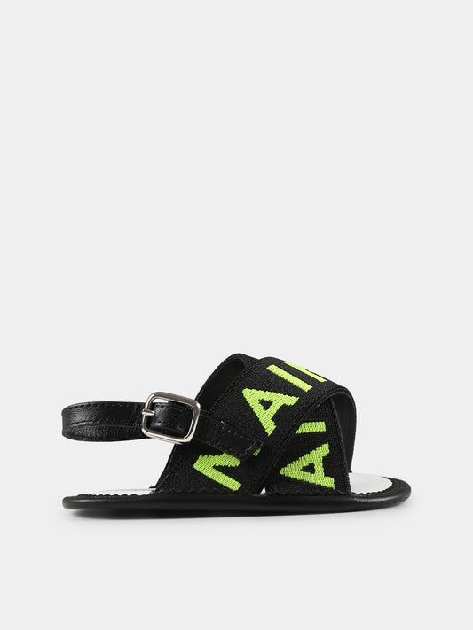 Sandali neri per neonati con logo,Balmain Kids,BU0656 Y0051 930GL