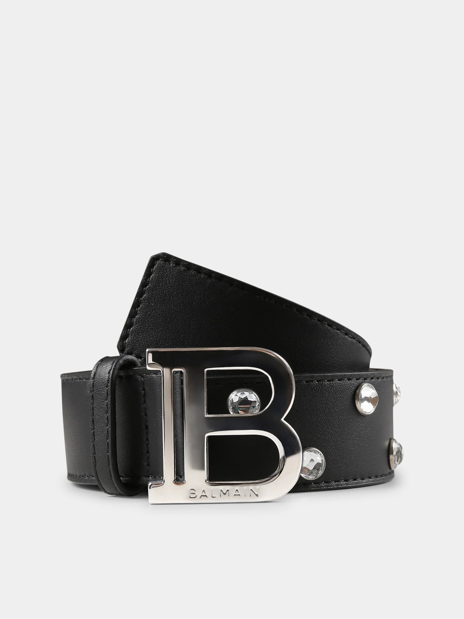 Cintura nera per bambina con cristalli,Balmain Kids,BU0B11 Z0847 930AG