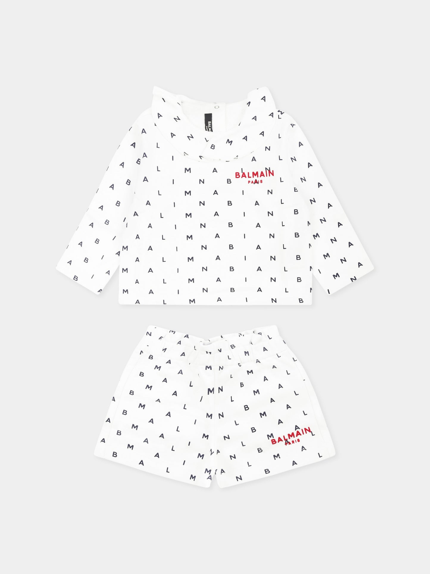 Completo bianco per neonata con logo,Balmain Kids,BU3060 Z1914 100BL