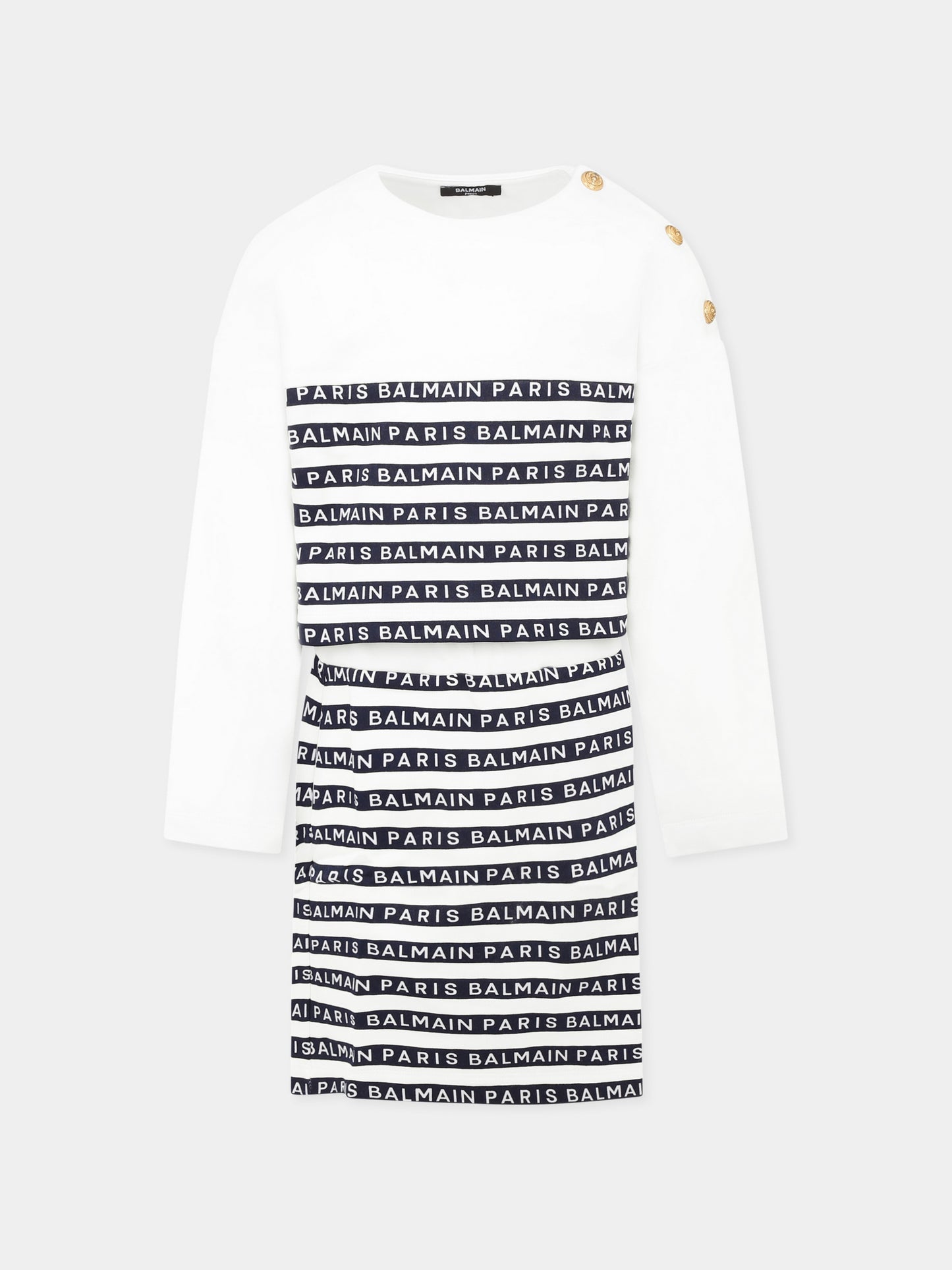 Completo bianco per bambina con logo,Balmain Kids,BU3B20 Z1909 100BL