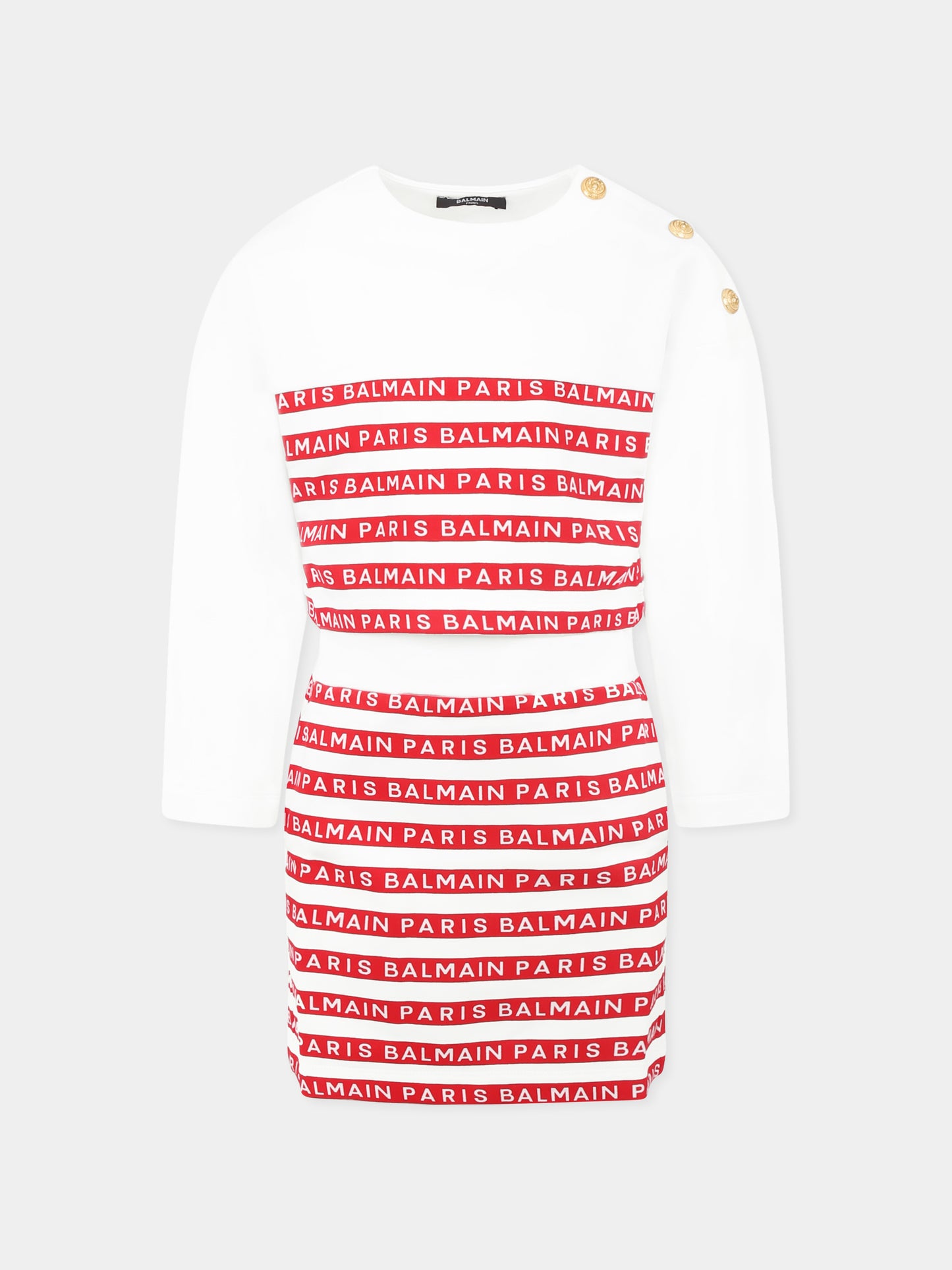 Completo bianco per bambina con logo,Balmain Kids,BU3B20 Z1909 100RO