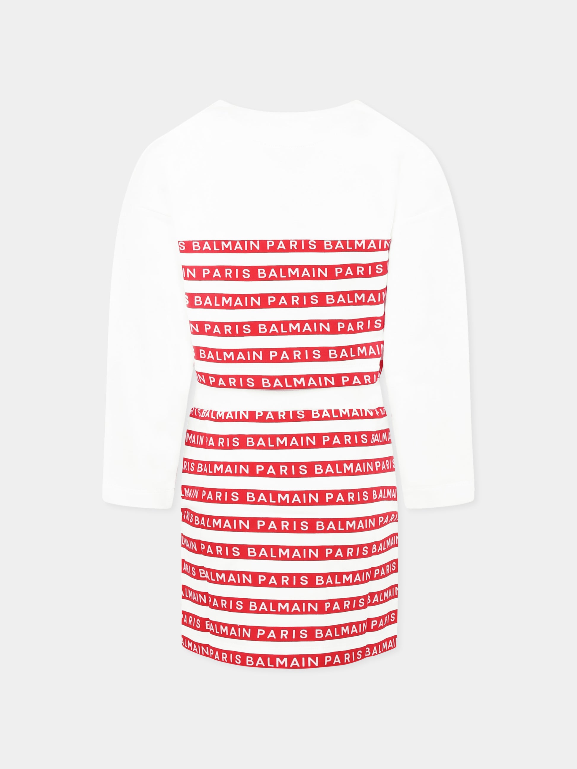 Completo bianco per bambina con logo,Balmain Kids,BU3B20 Z1909 100RO