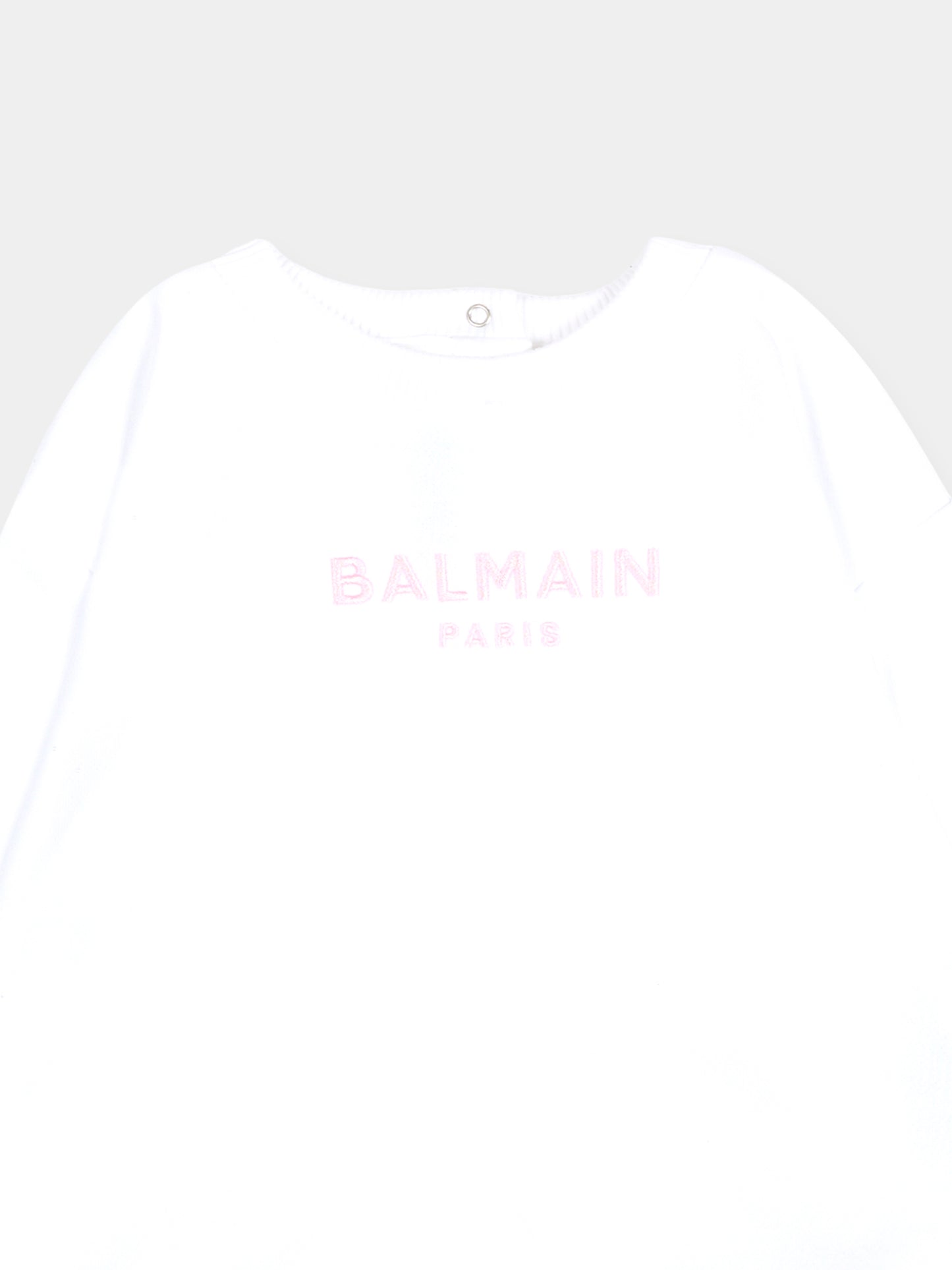 Felpa bianca per neonata con logo,Balmain Kids,BU4010 Z1753 100RS