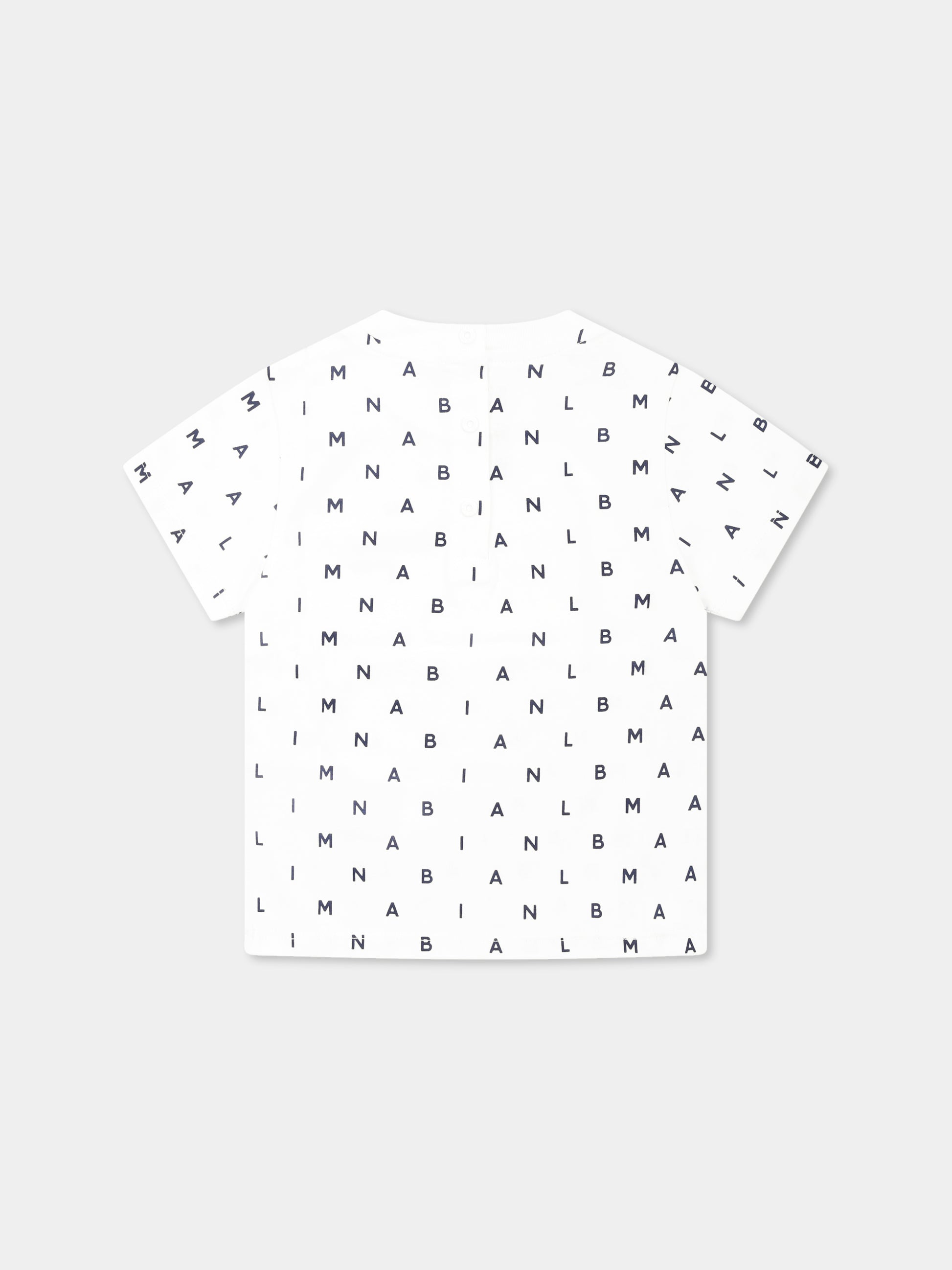 T-shirt bianca per neonati con logo all over,Balmain Kids,BU8581 Z1916 100BL