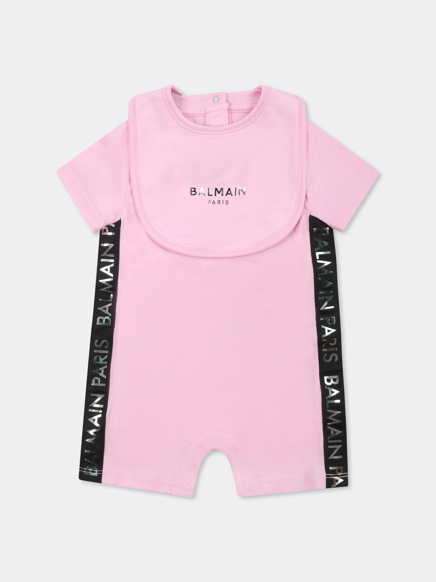Set pagliaccetto rosa per neonata con logo,Balmain Kids,BUB52A Z1751 552AG