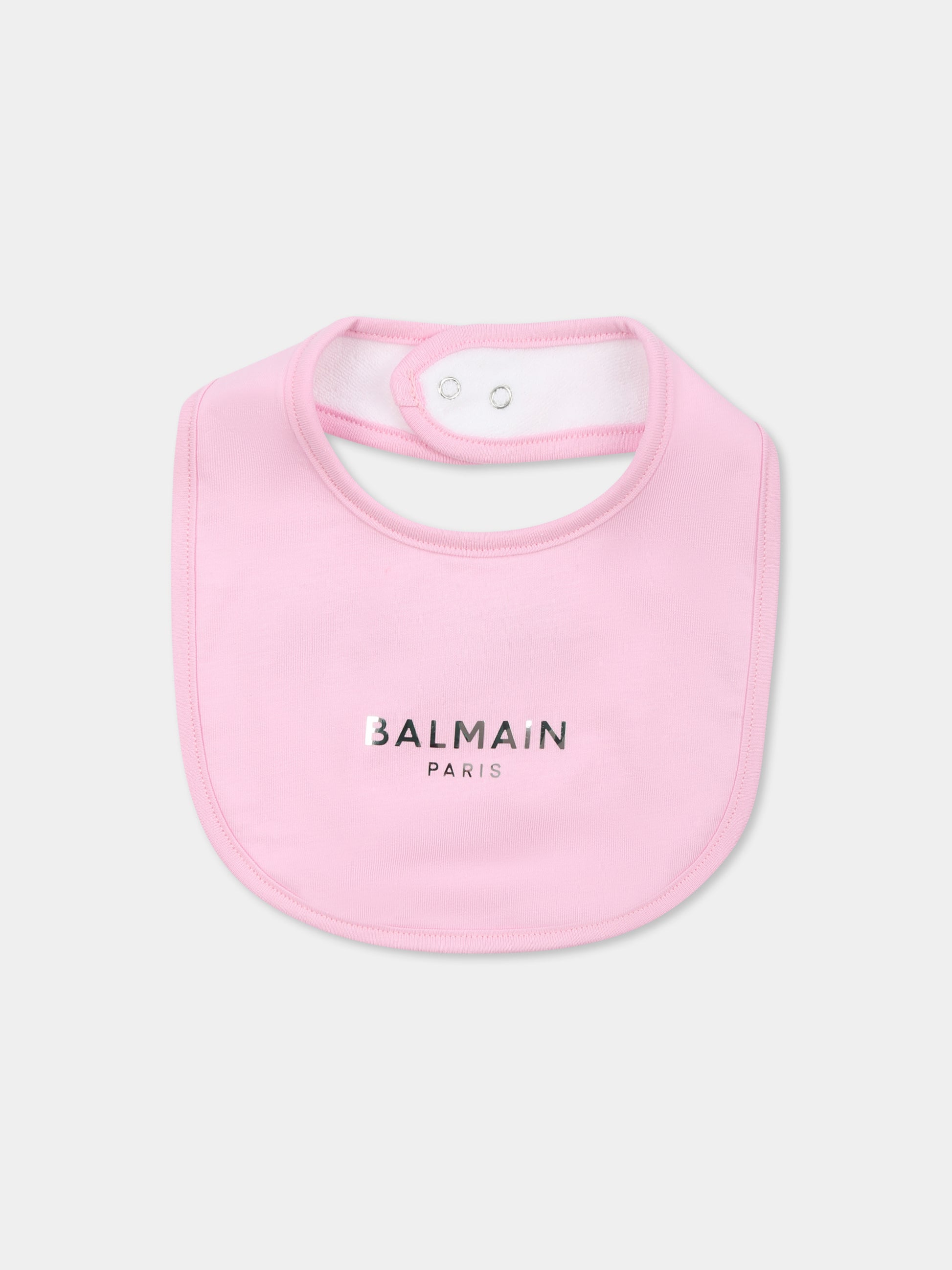 Set pagliaccetto rosa per neonata con logo,Balmain Kids,BUB52A Z1751 552AG