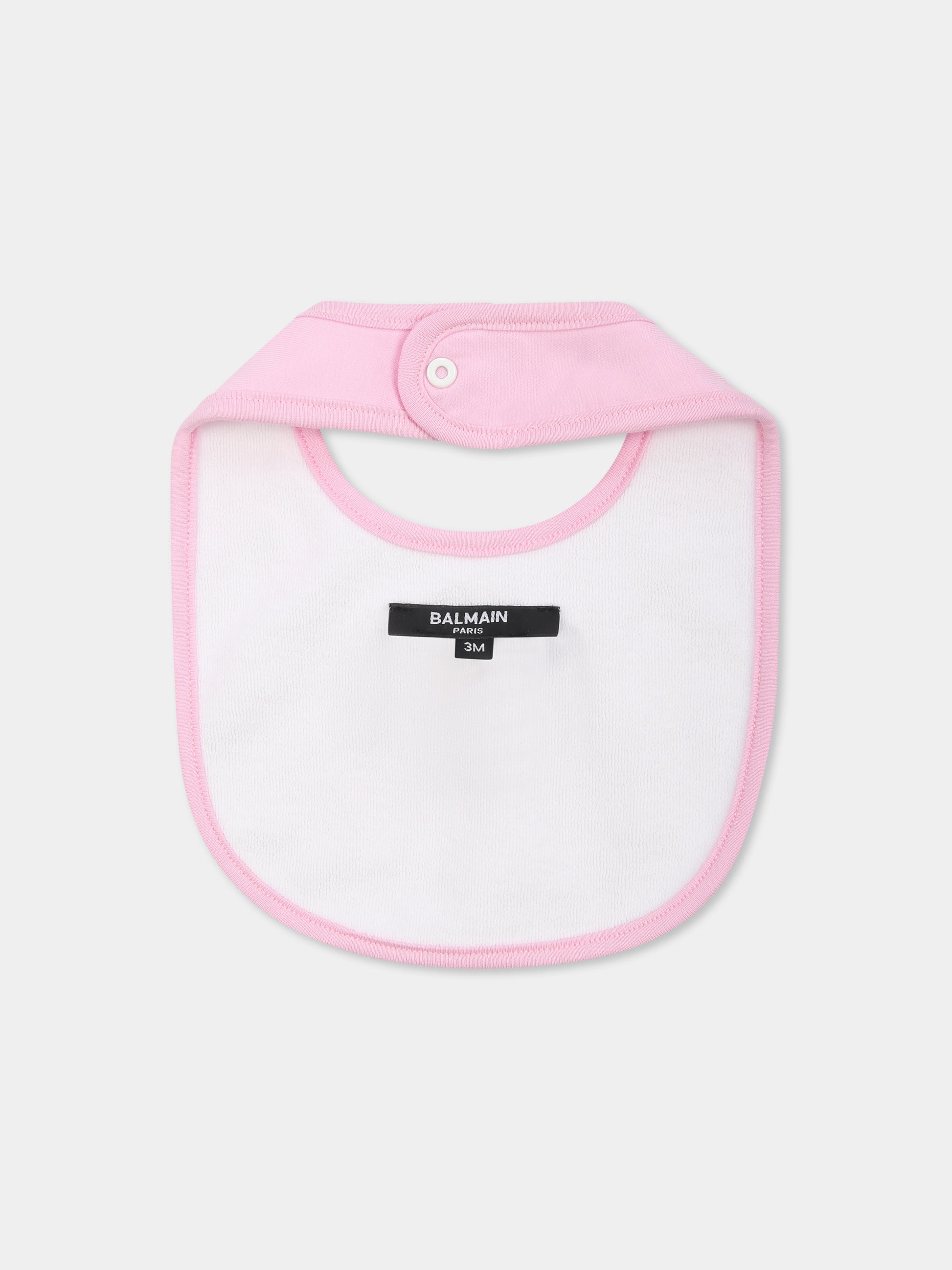 Set pagliaccetto rosa per neonata con logo,Balmain Kids,BUB52A Z1751 552AG