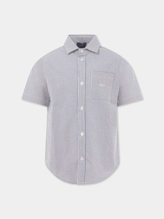 Camicia celeste per bambino con logo,Fay Kids,FU5P31 G0133 626AV