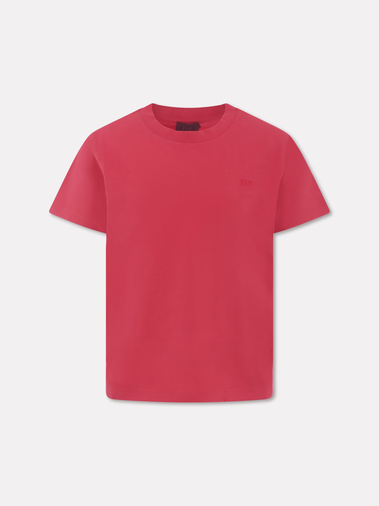 T-shirt rossa per bambino con logo,Fay Kids,FU8P41 Z2129 449